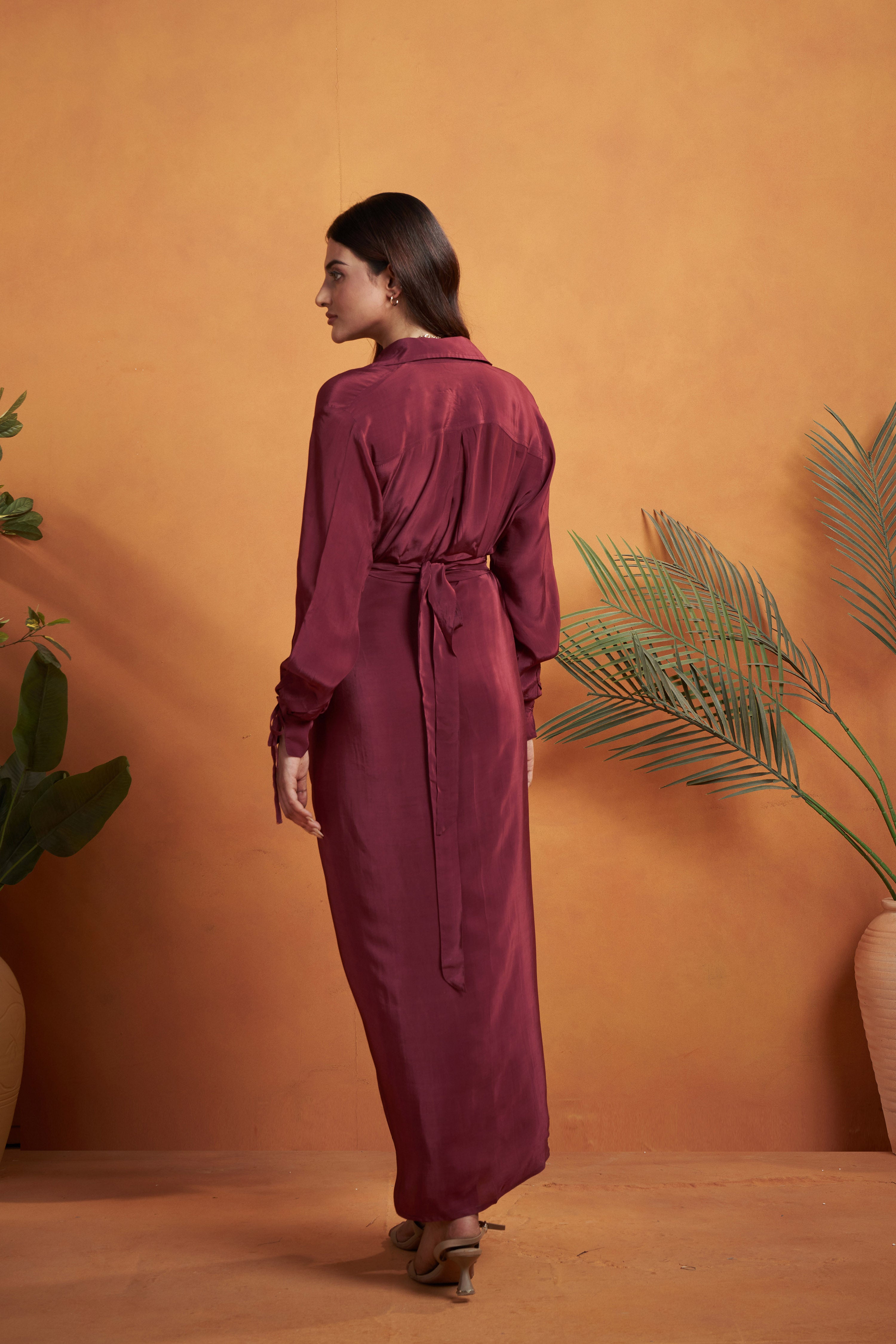 Burgundy Maxi Wrap Skirt