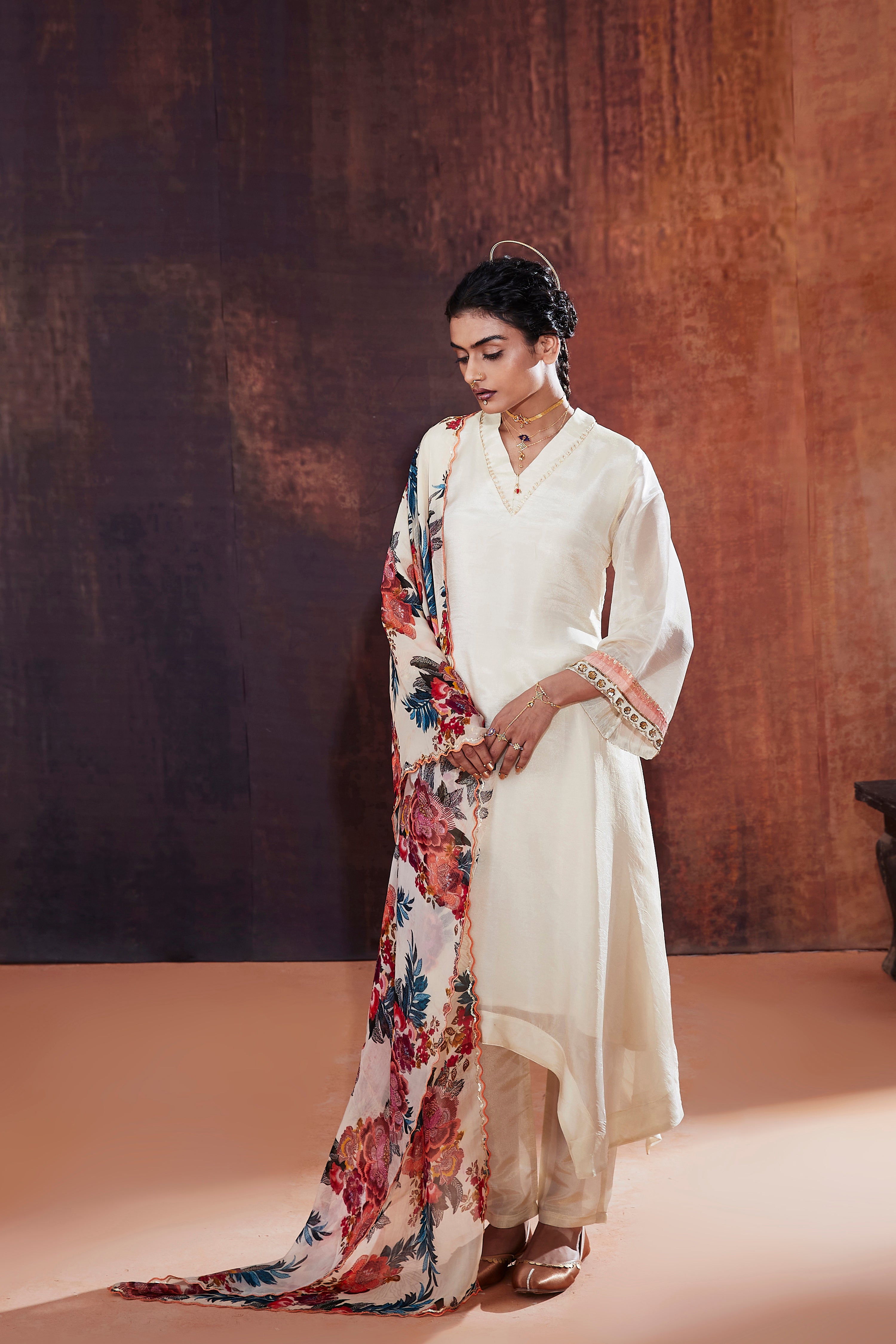 Ivory Tissue Silk Kurta Set