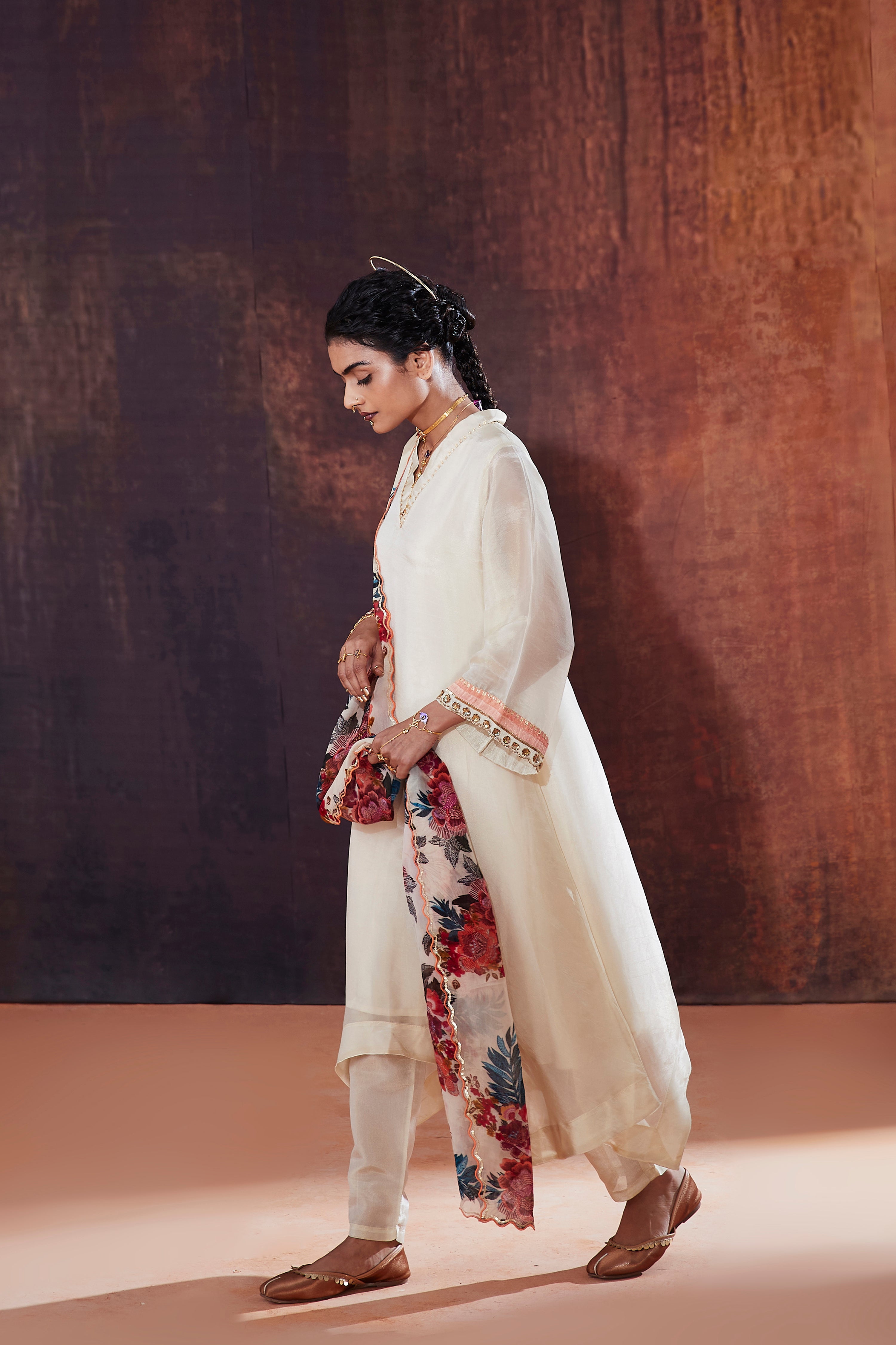 Ivory Tissue Silk Kurta Set