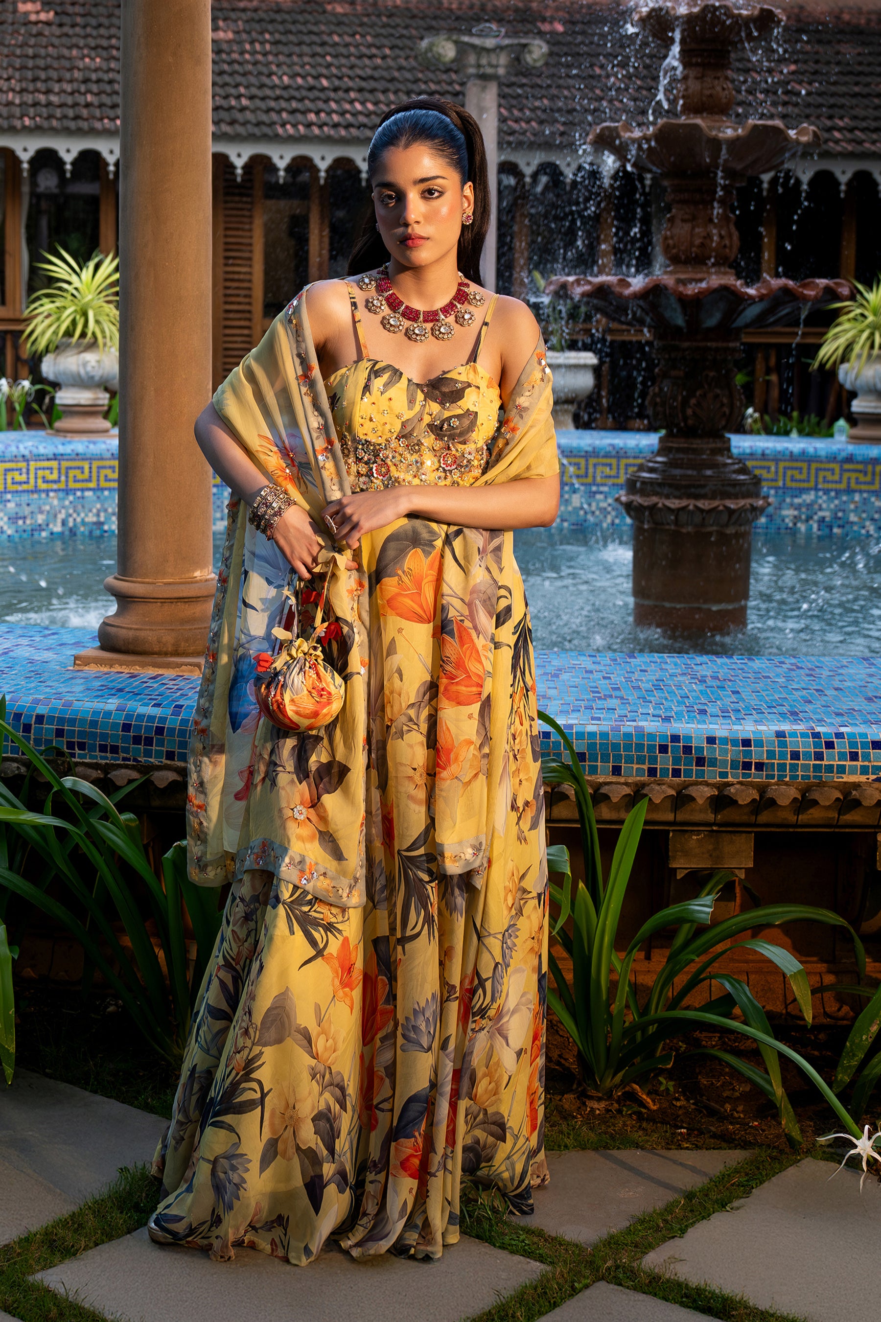 Misted Yellow Anarkali Set