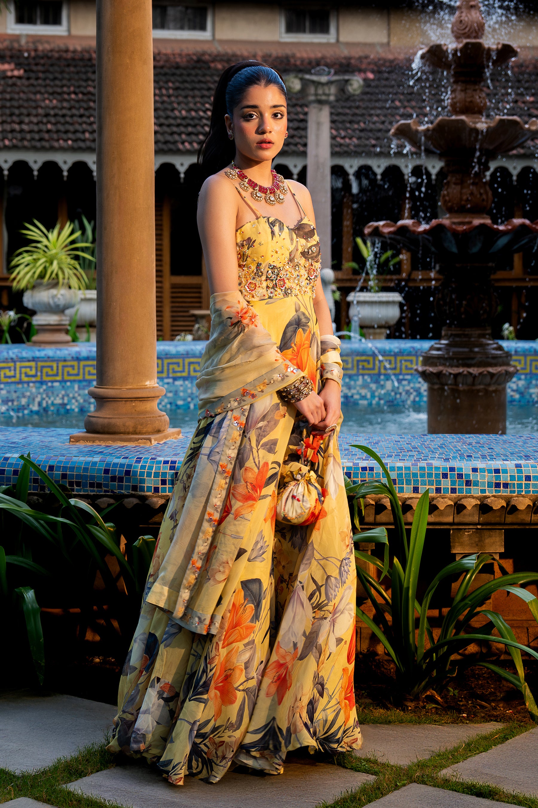 Misted Yellow Anarkali Set