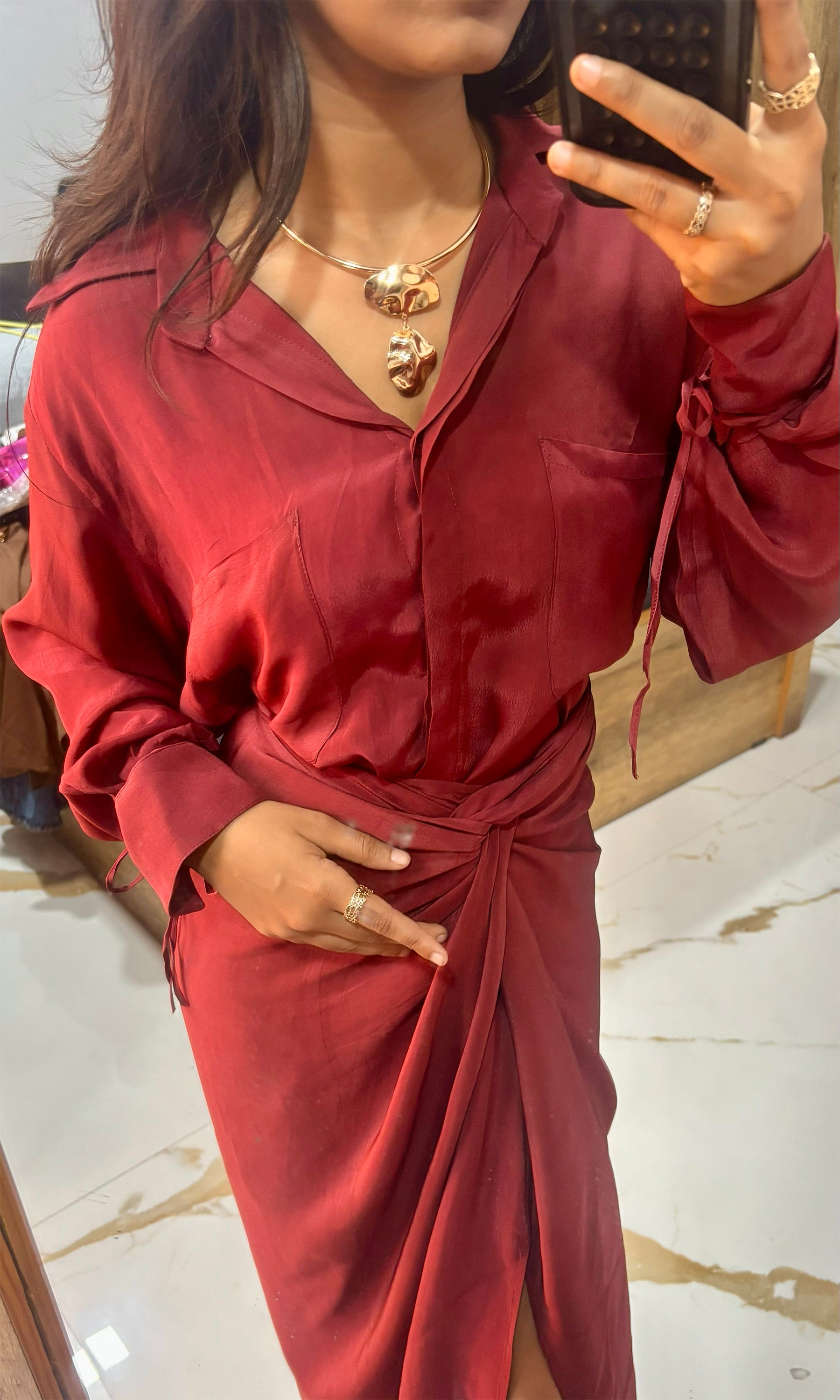 Burgundy Button-Down Shirt