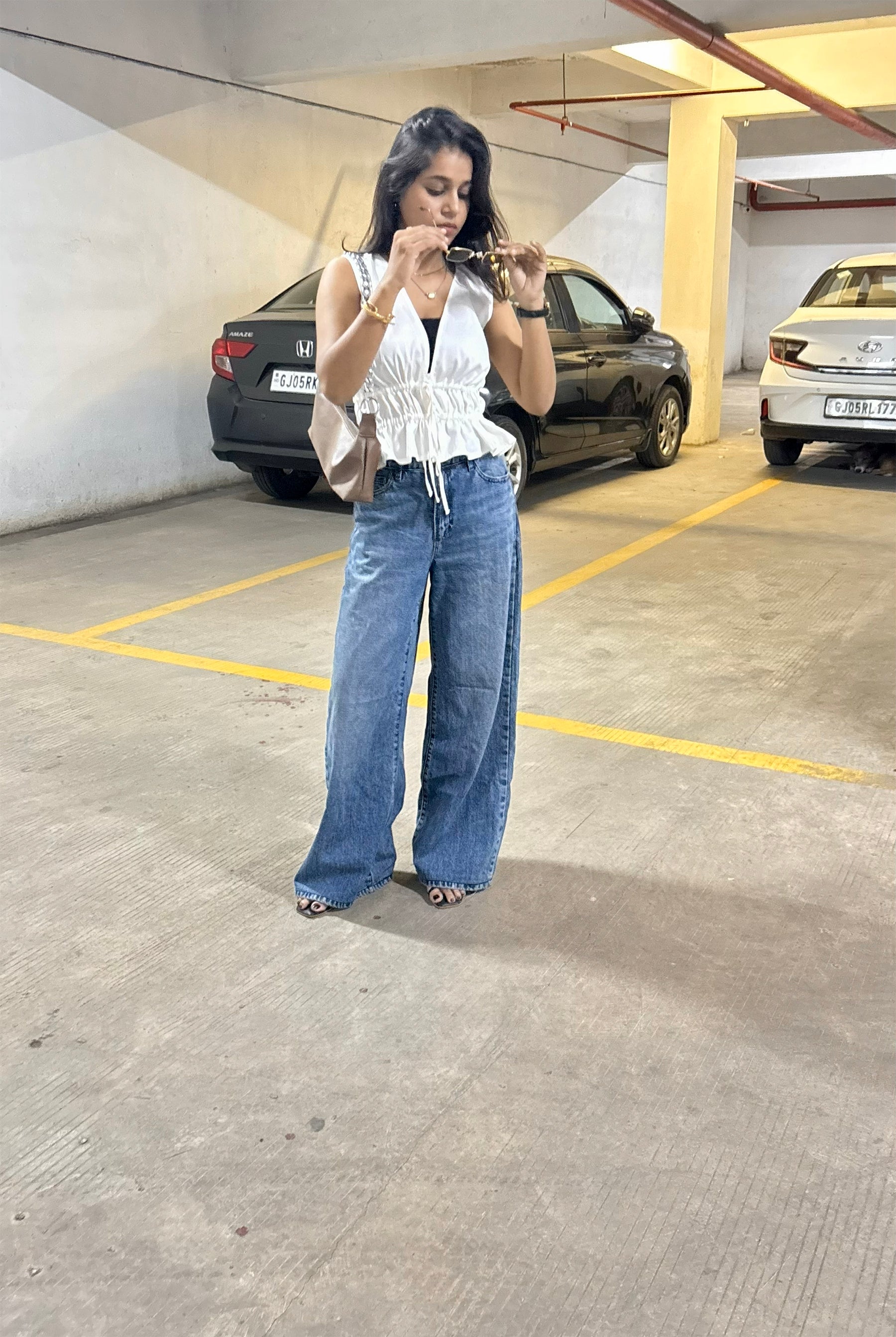 White Draw-string Top