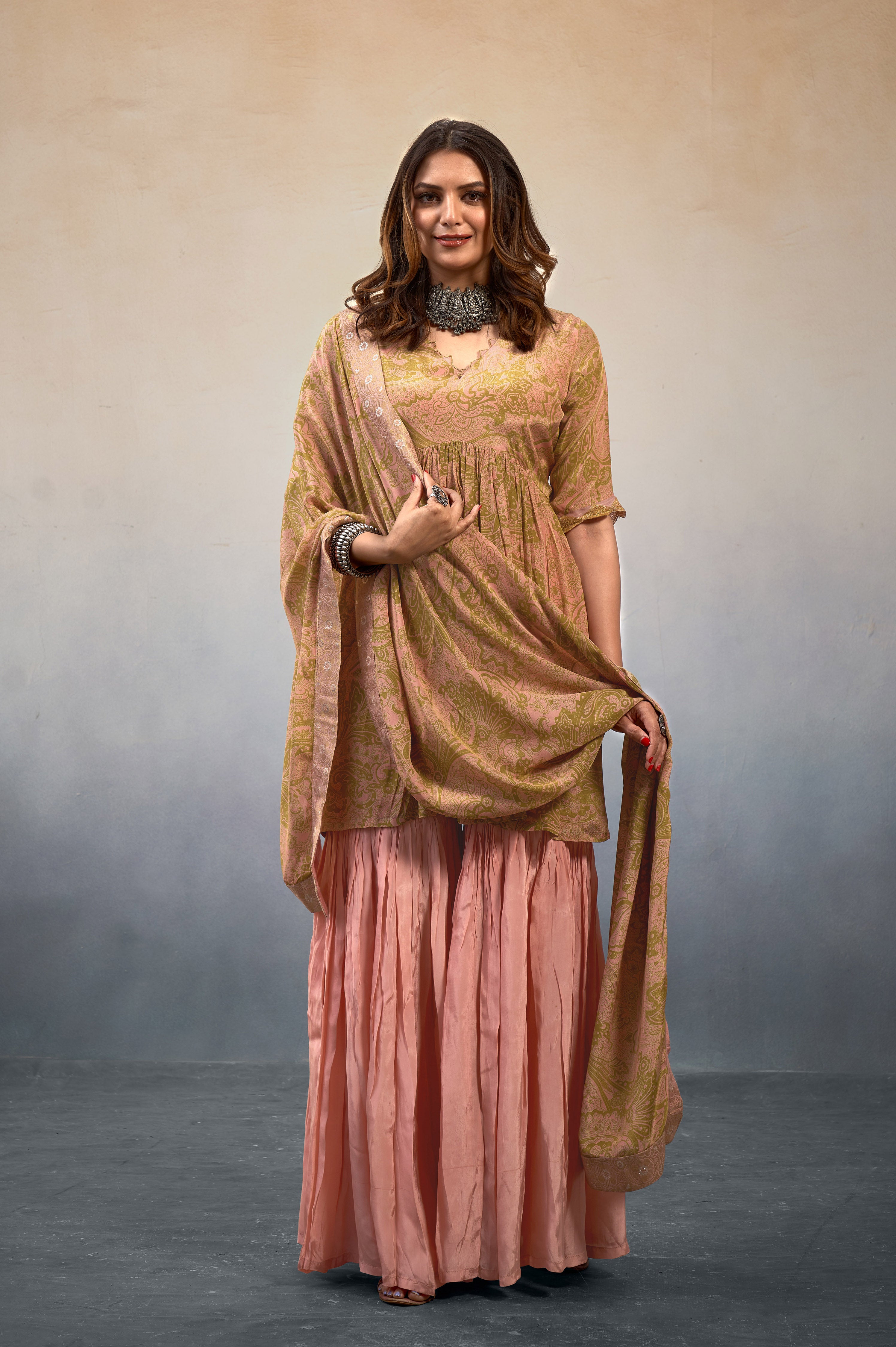 Noor Pastel Pink Sharara Set