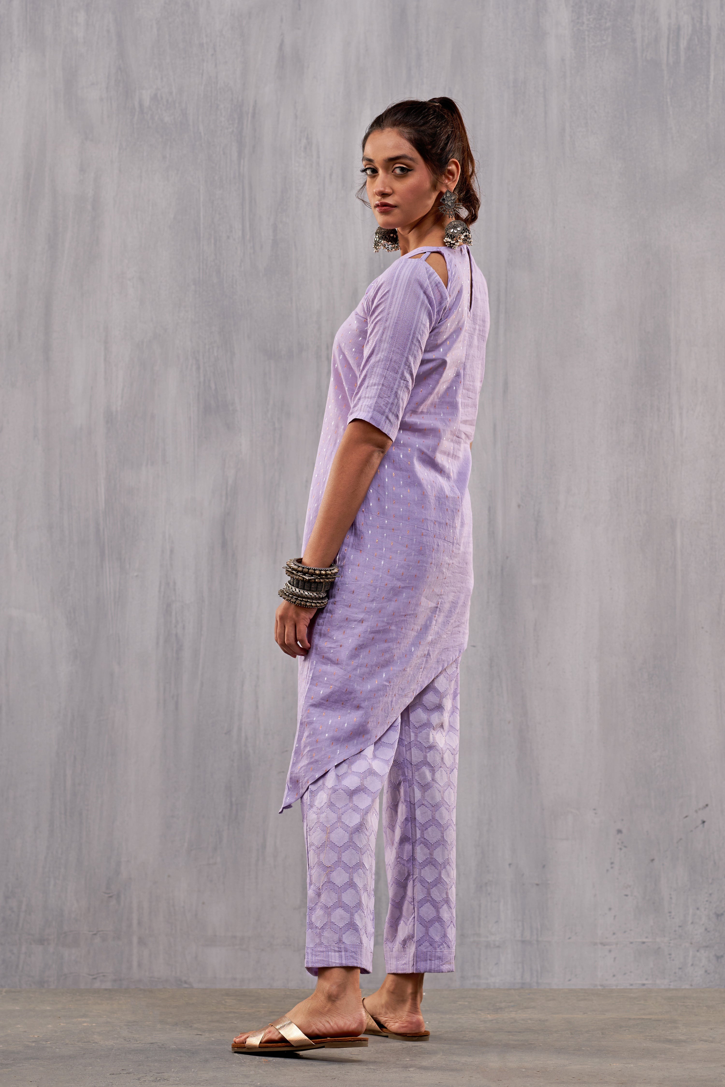 Ulfat Lilac Paneled Kurta Set