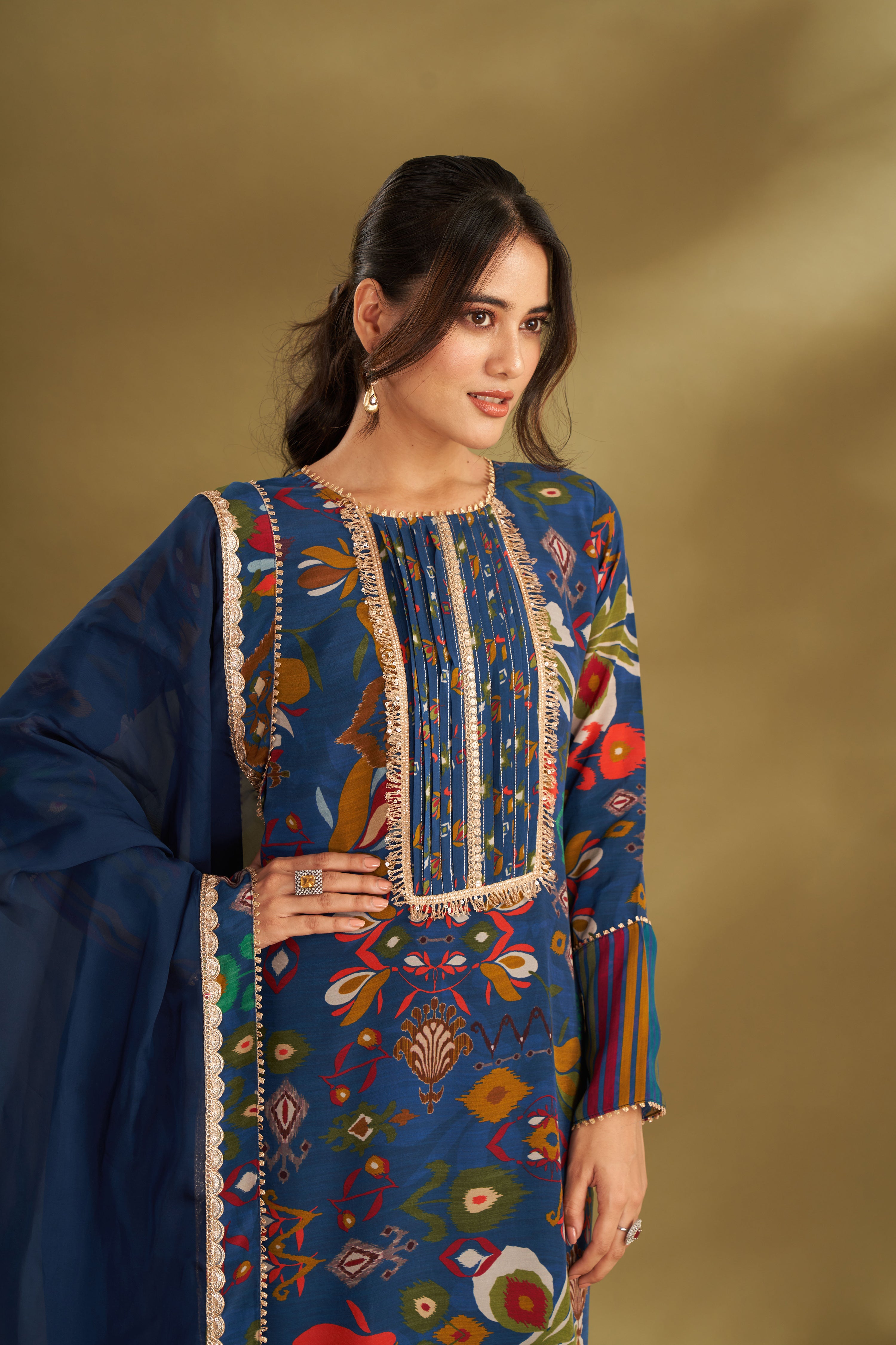 Royal Blue Printed Kurta Set
