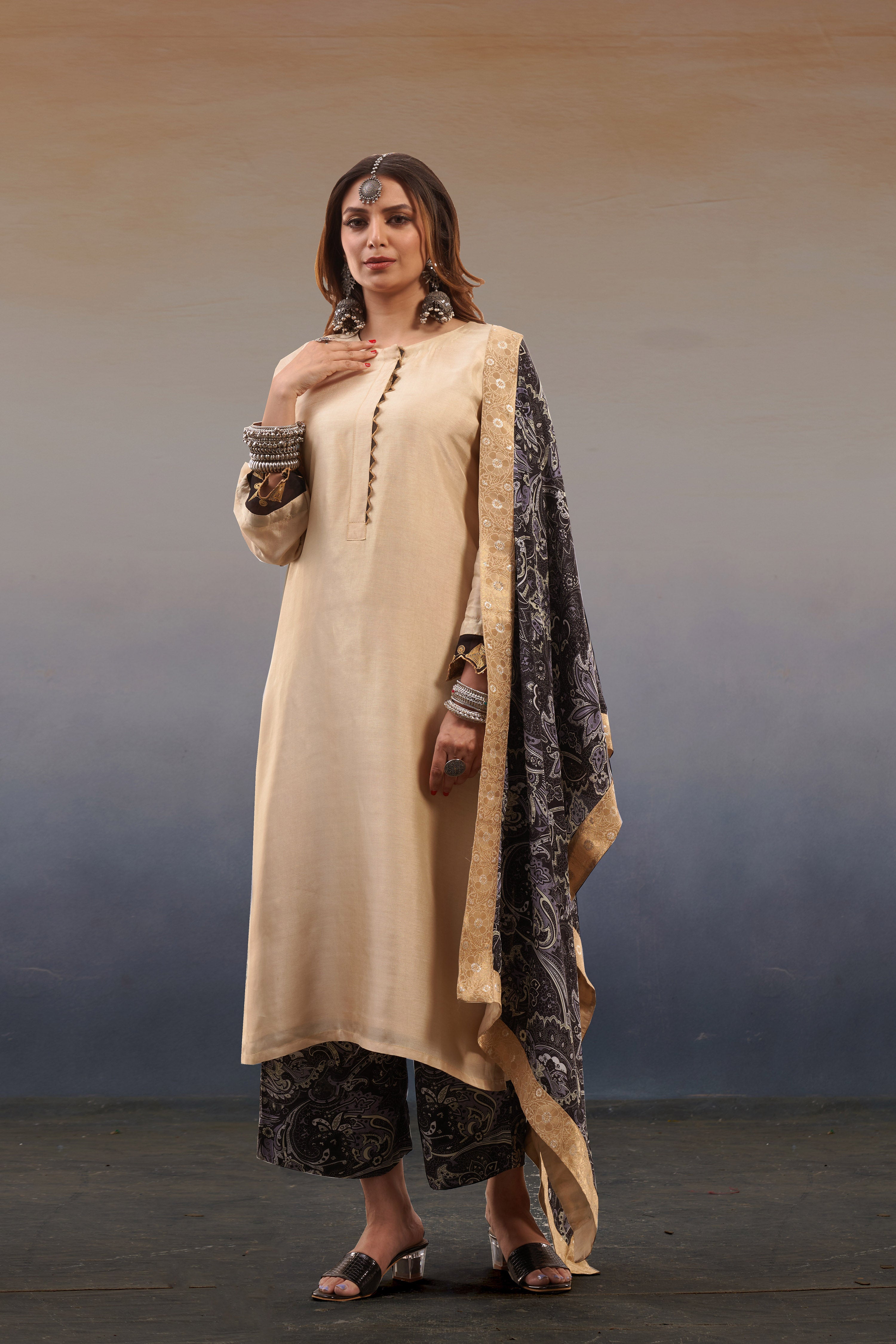 Noor Beige Straight Kurta Set