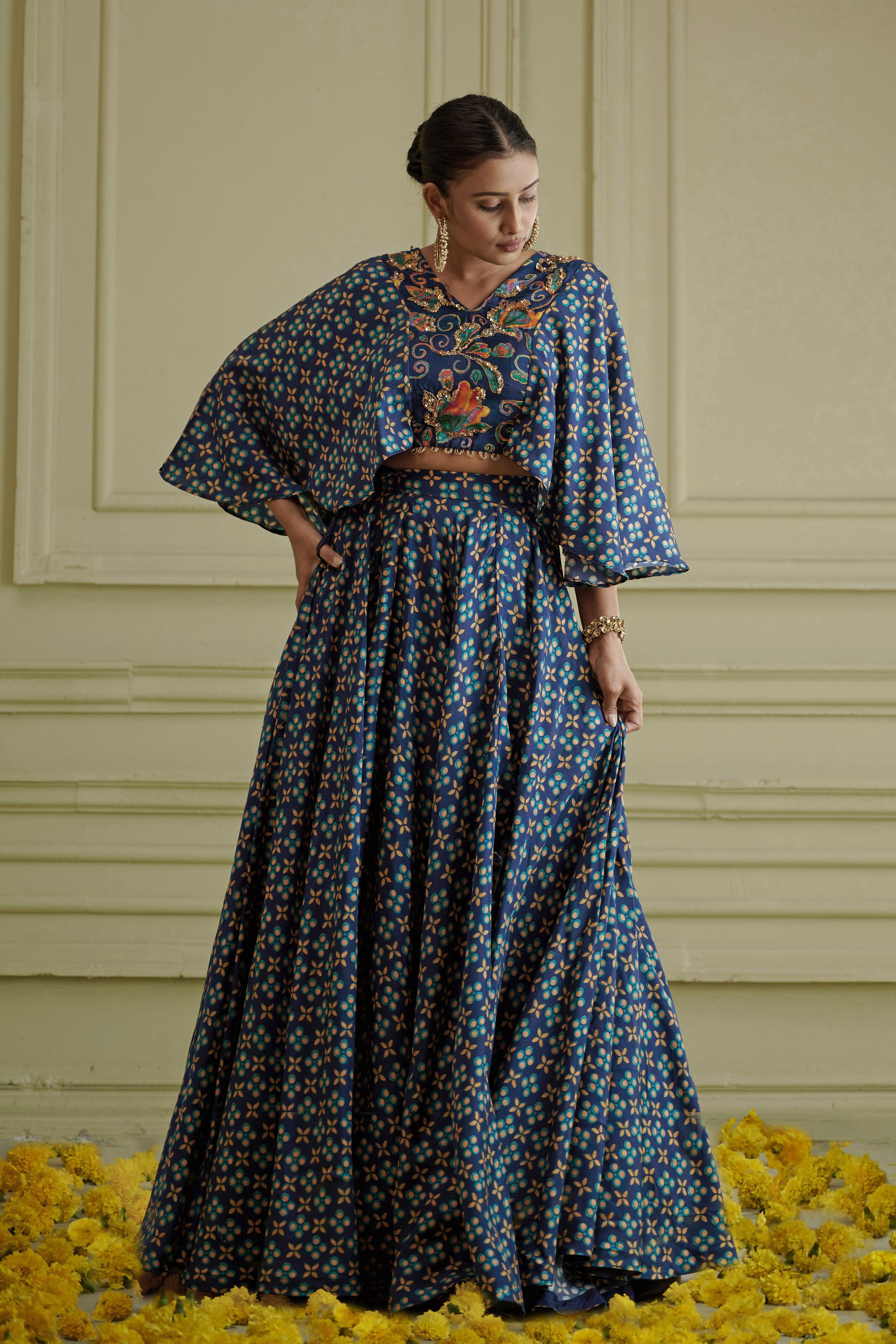 Maaya Lehenga Set With Cape Blouse