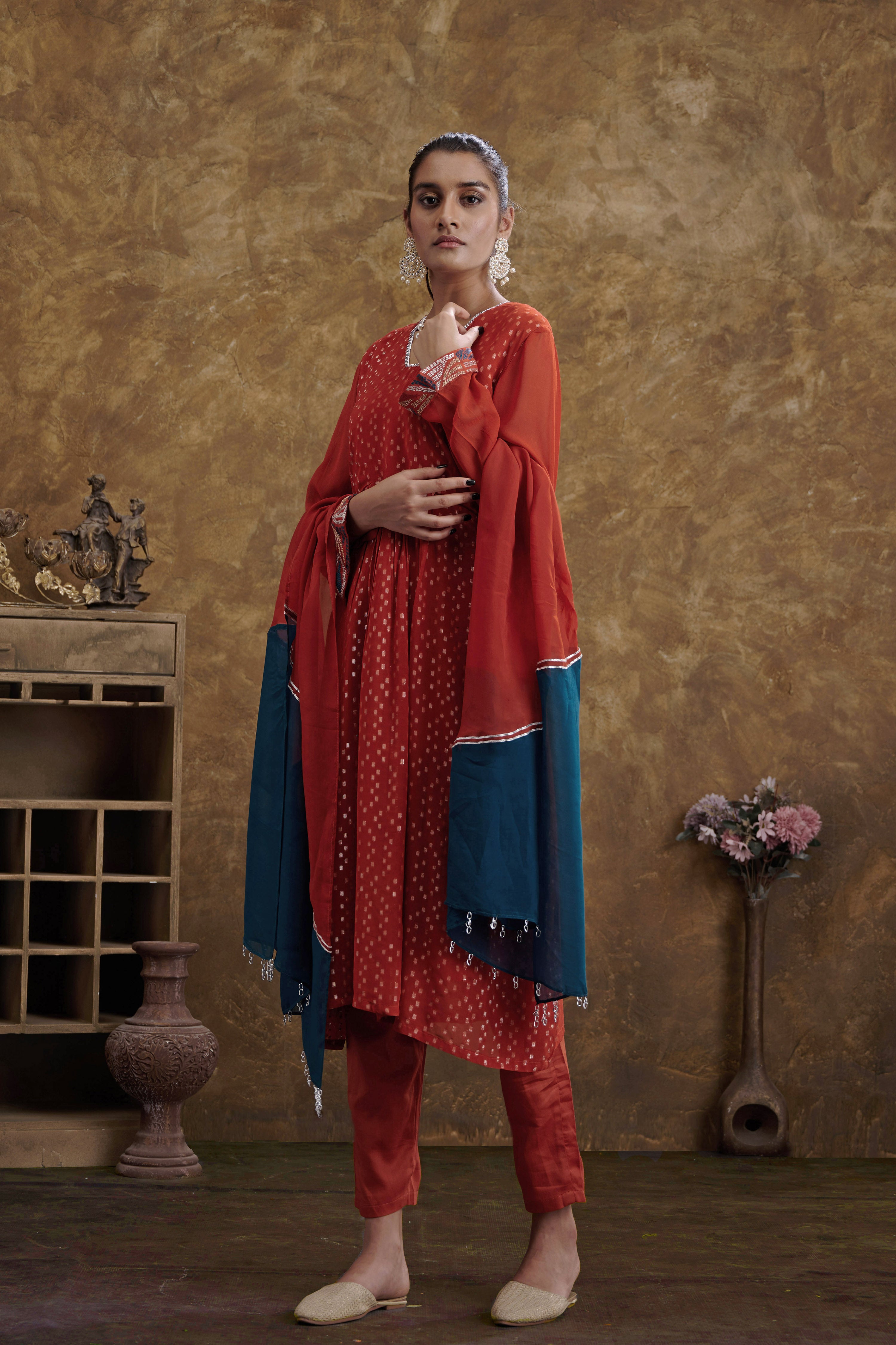 Sitaara Brick Orange Kurta Set