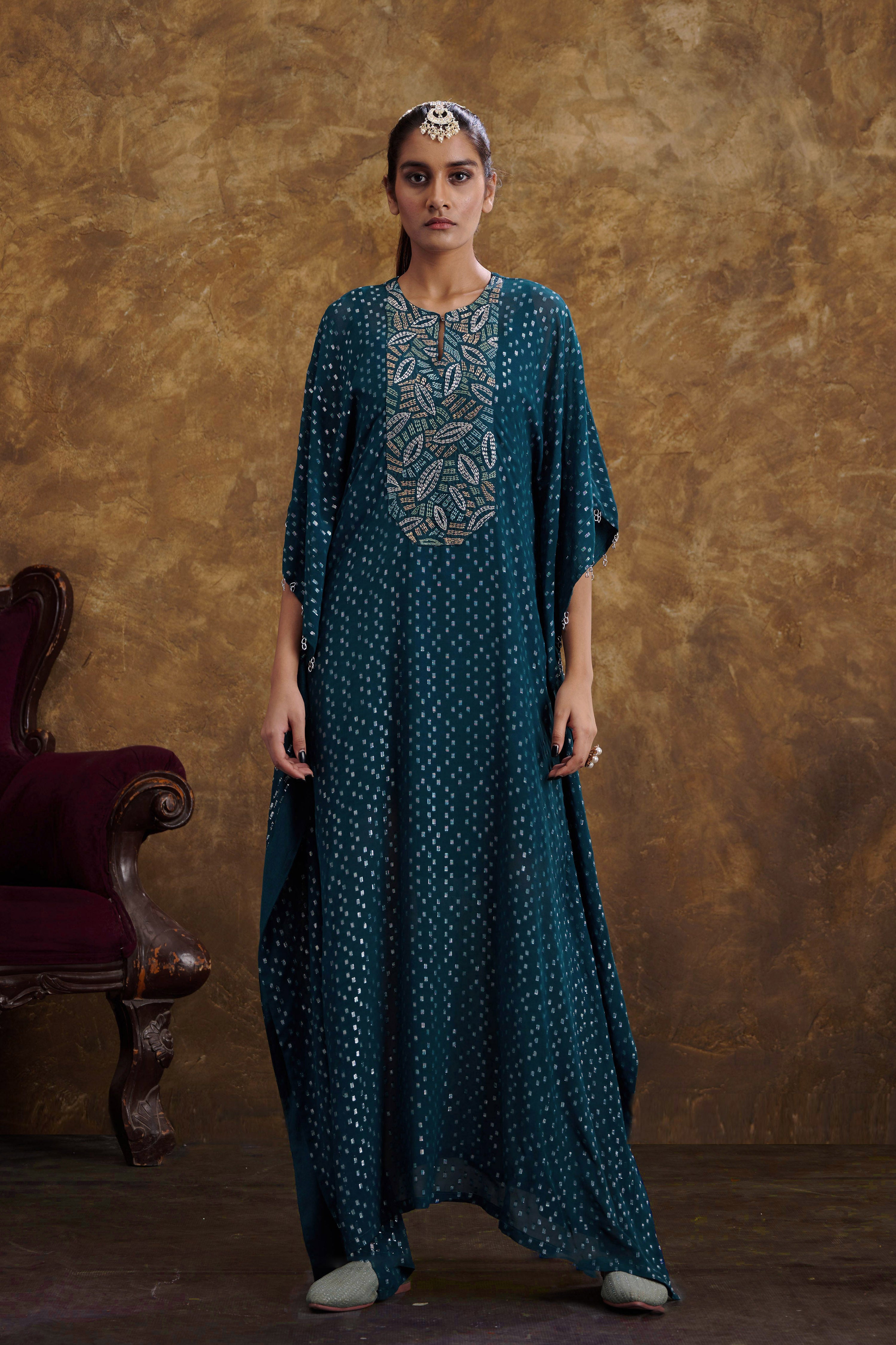 Sitaara Prussian Blue Kaftan Dress