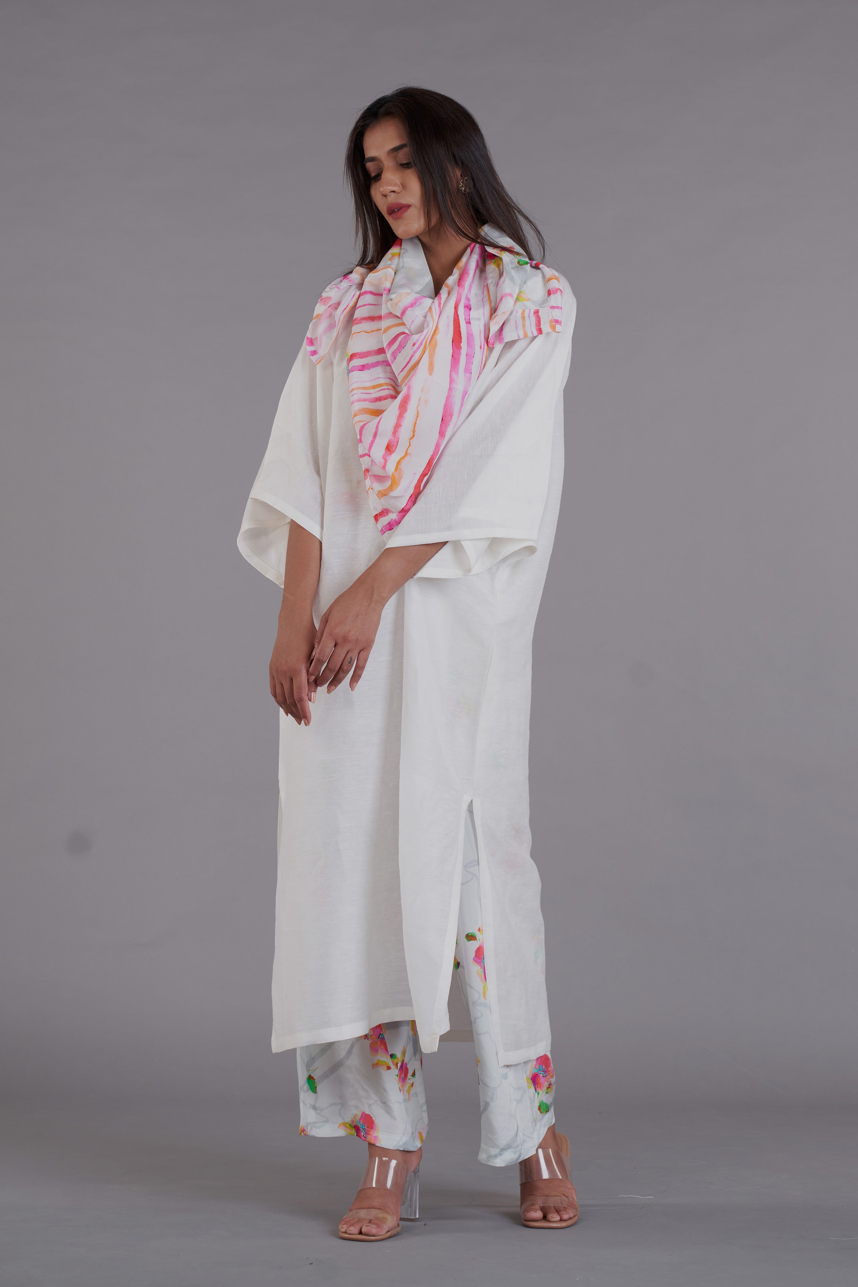 Asal White Kimono Kurta Set