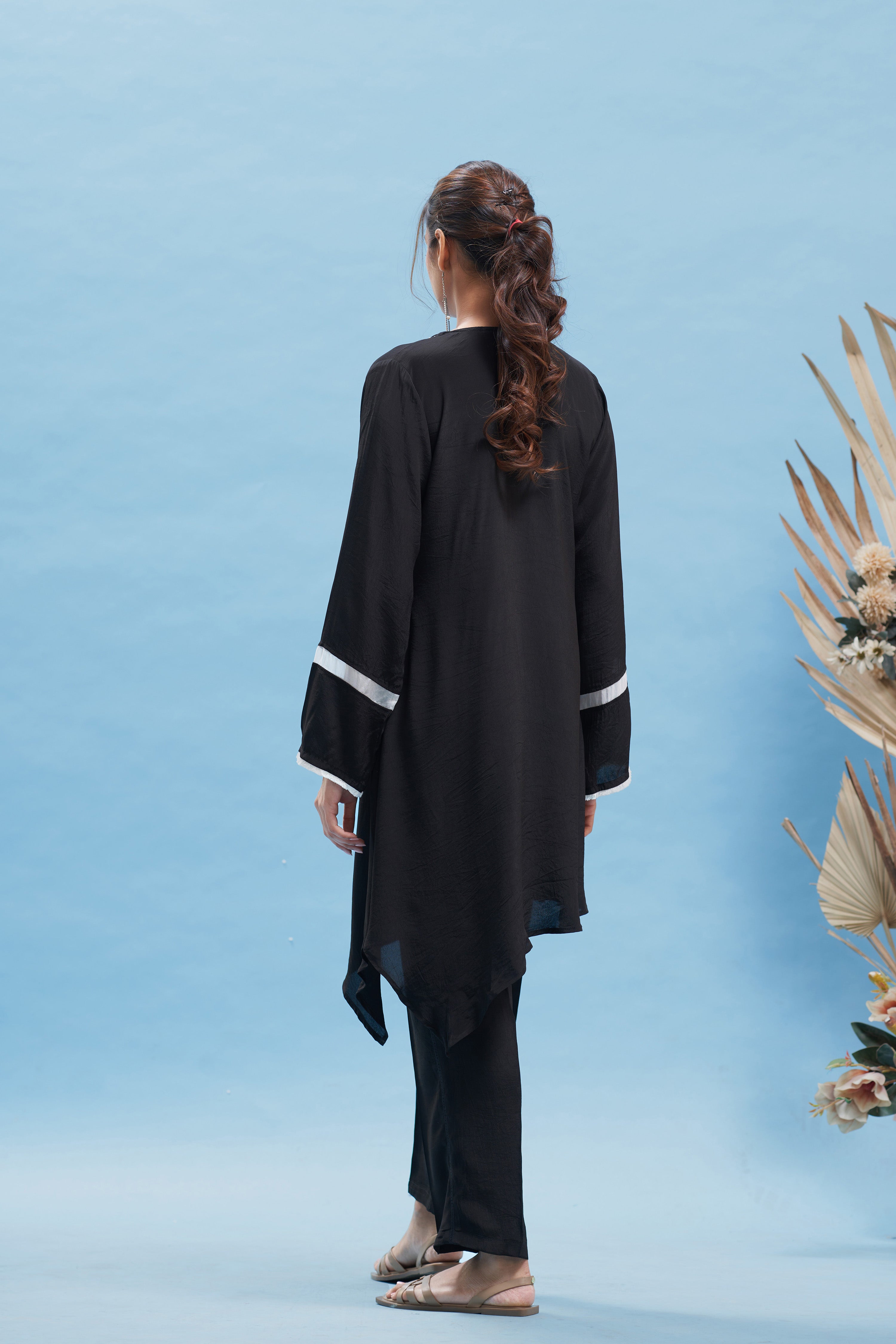Black Asymmetrical kurta Set