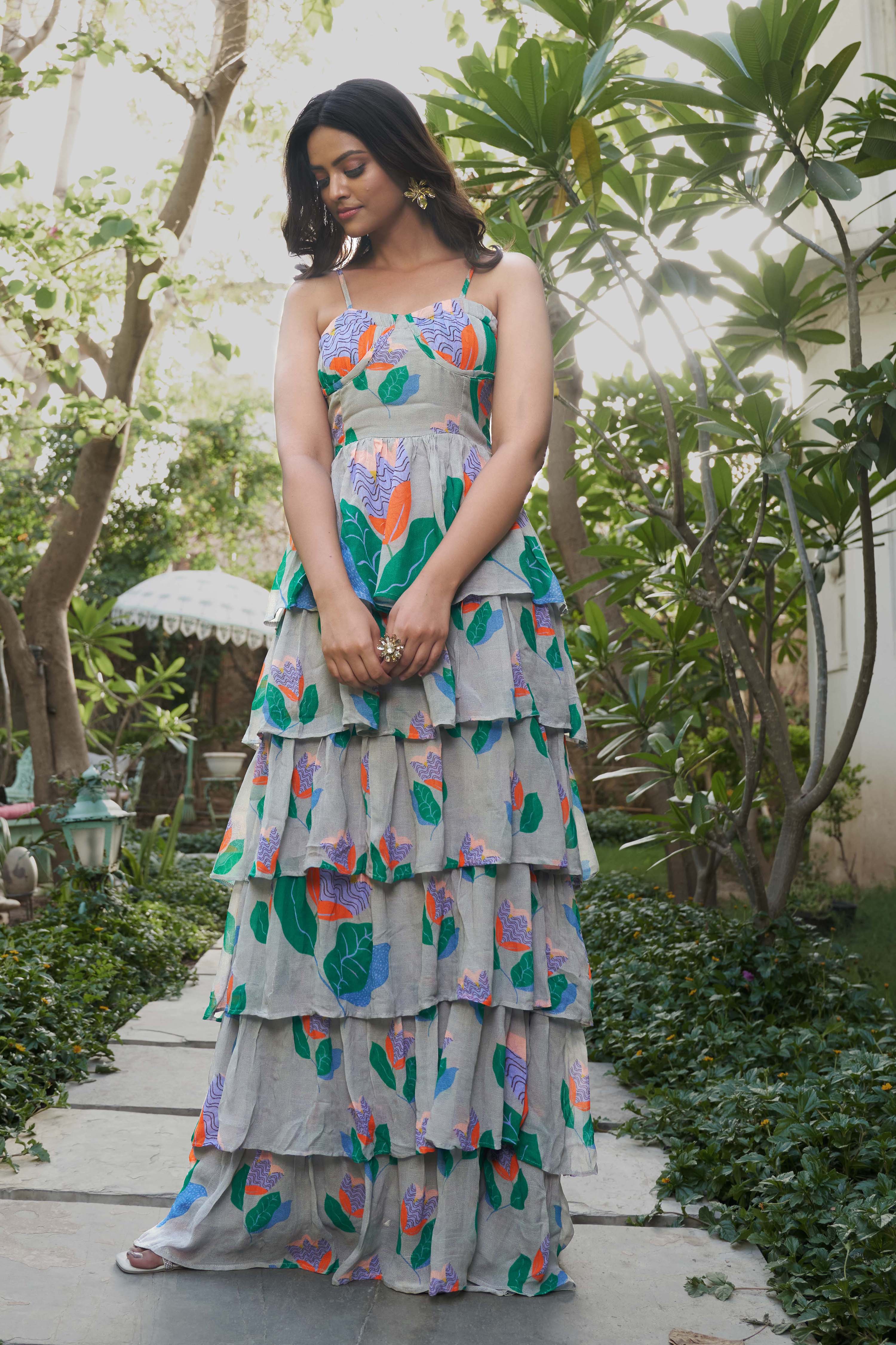 Summer Bloom frilled Maxi Dress