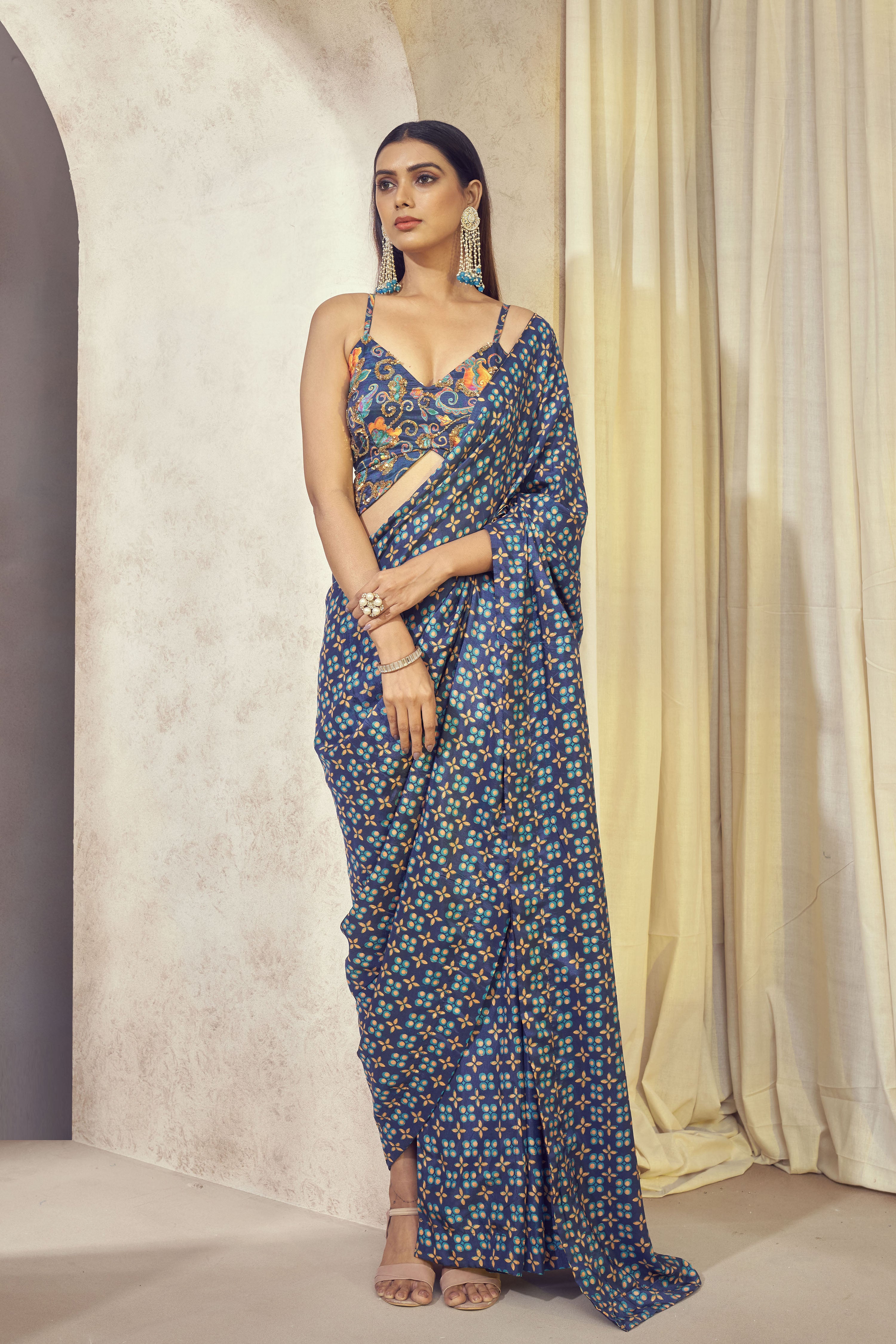 Maaya Pre Drape Saree With Butterfly Top