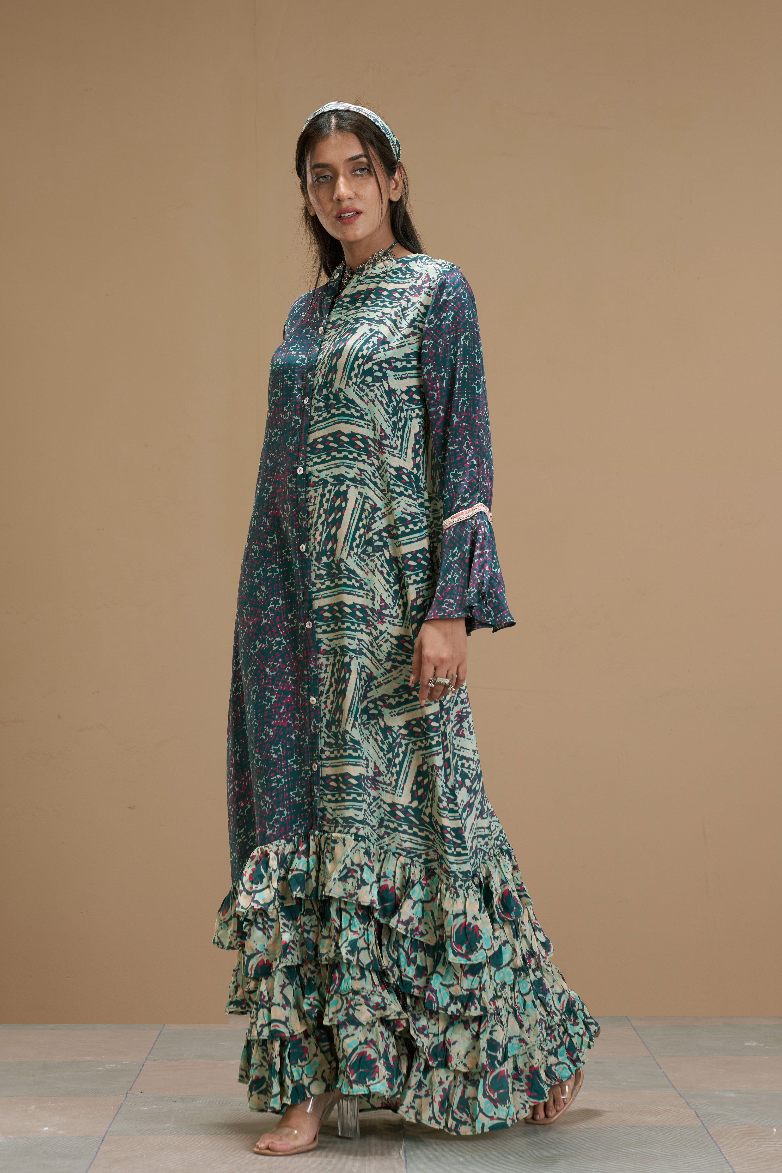 Taabir Printed Ruffled Dress