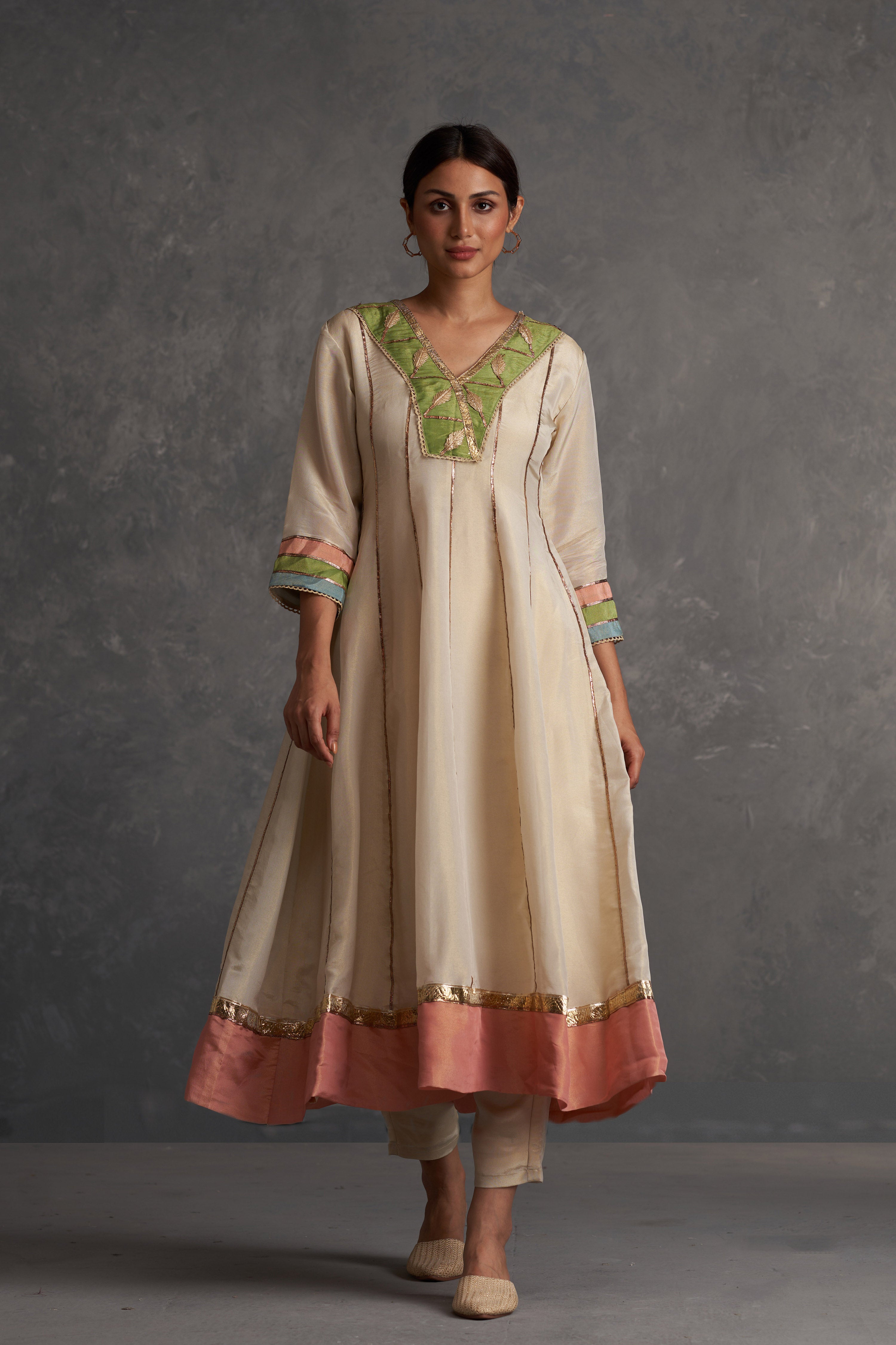 Sunehri Ivory Anarkali Set