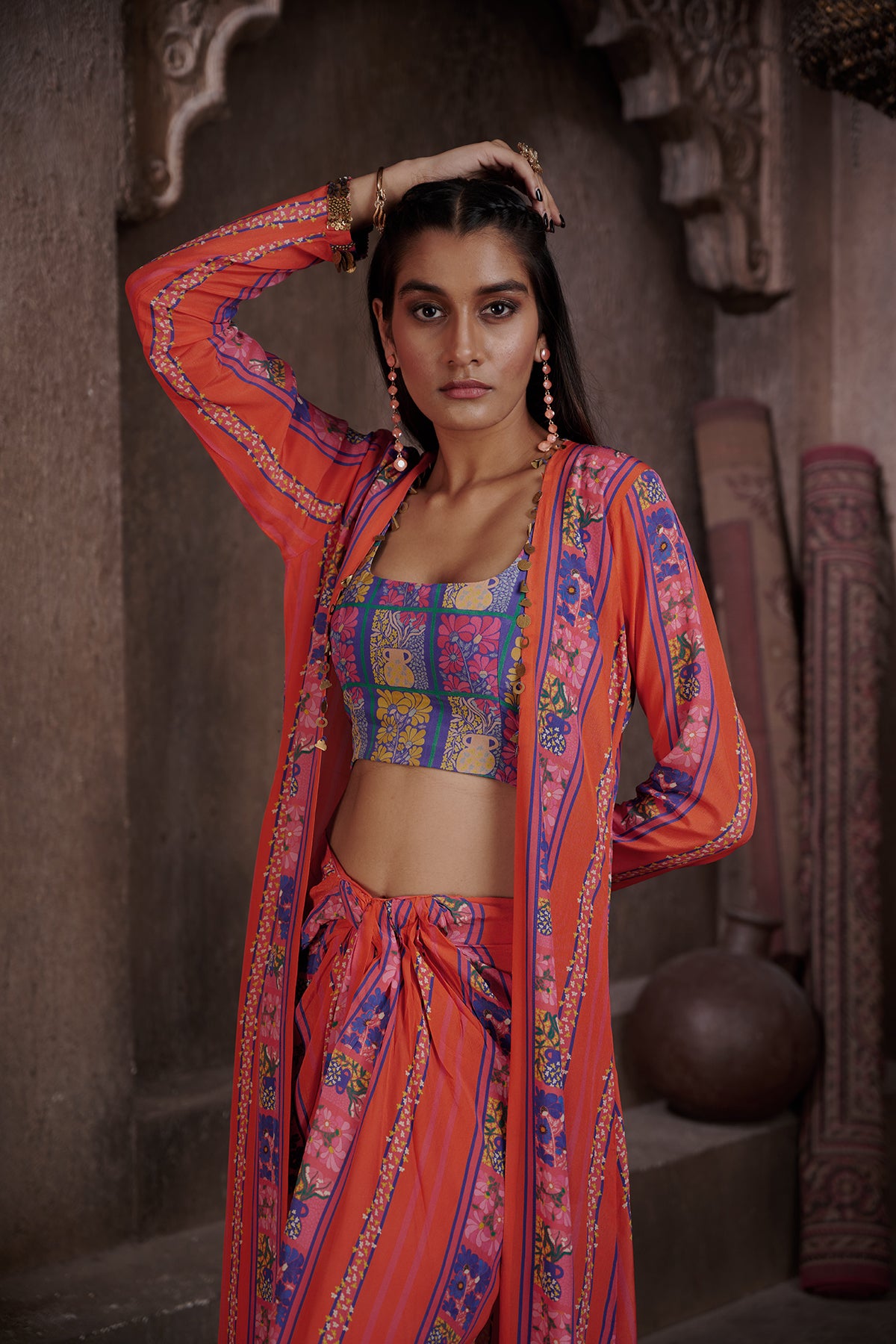 Zaha Drape Skirt And Jacket Set