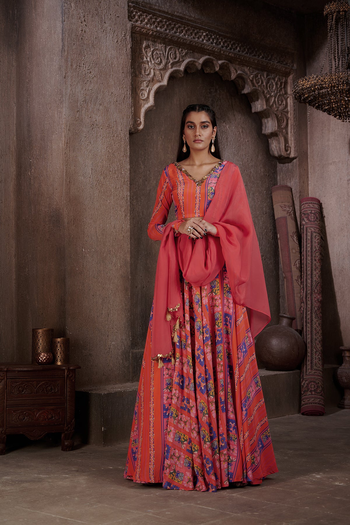 Zaha Multi Print Lehenga set