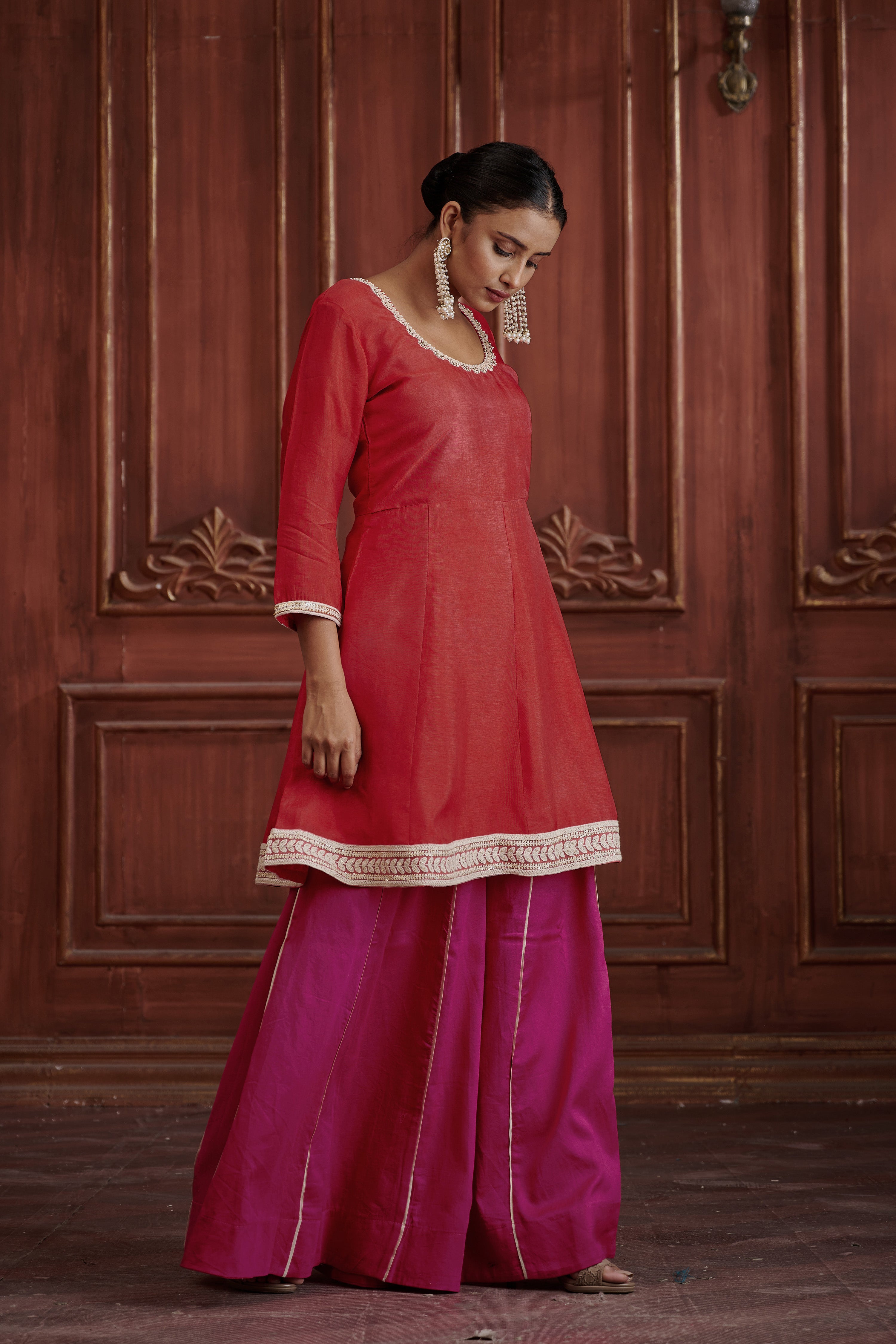 Rang Red-Pink Sharara Set