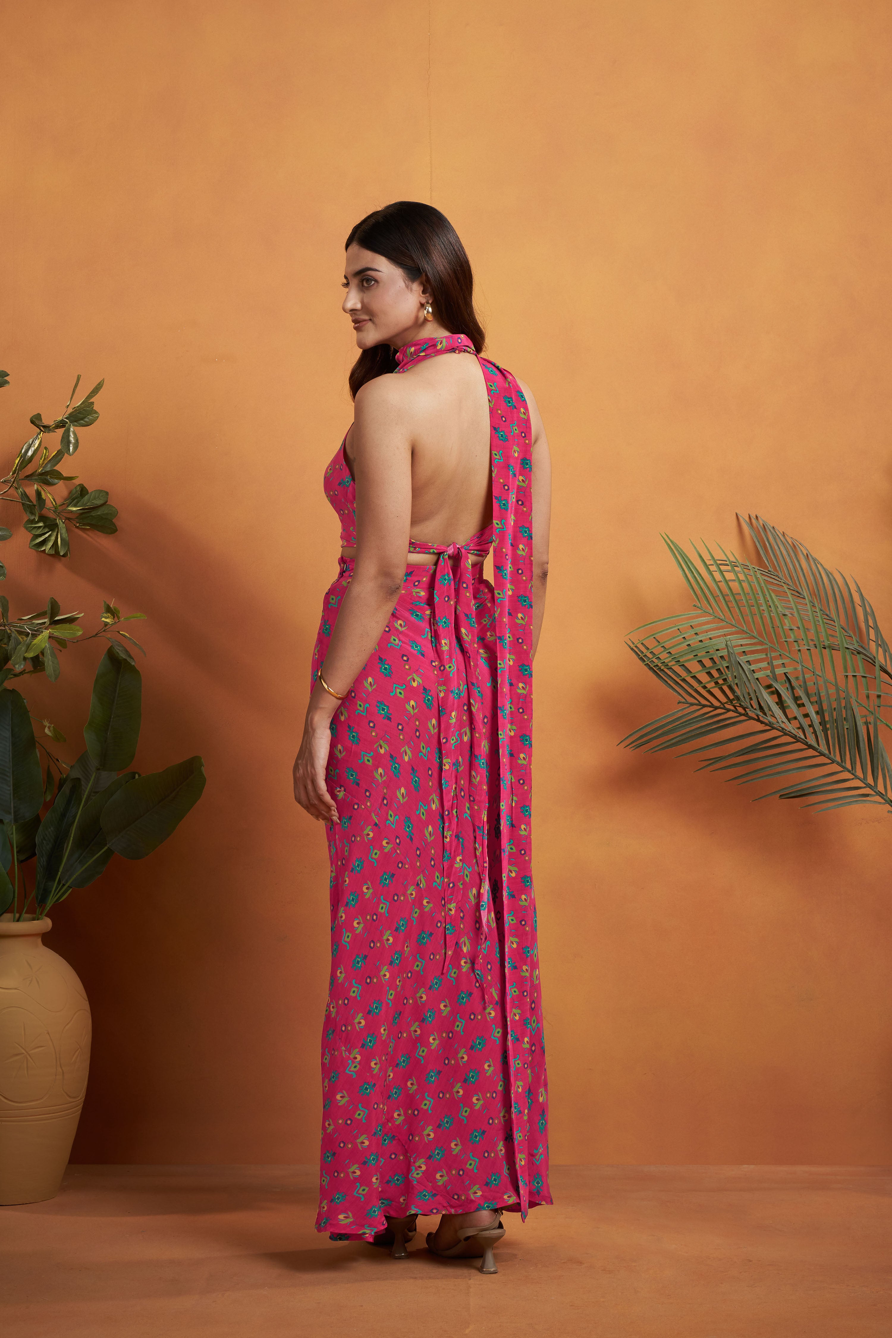 Hot Pink Printed Skirt Set