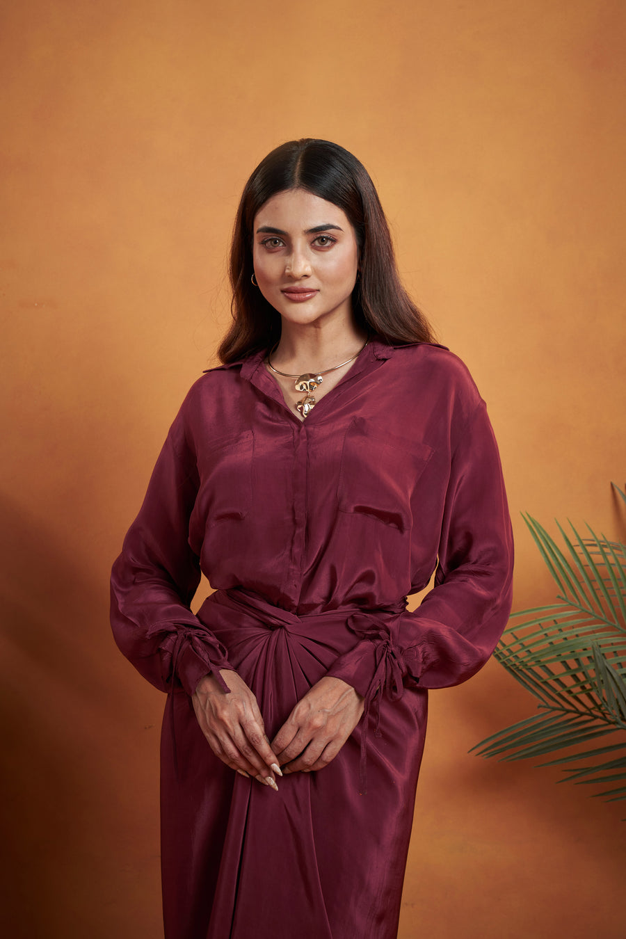 Burgundy Button-Down Shirt