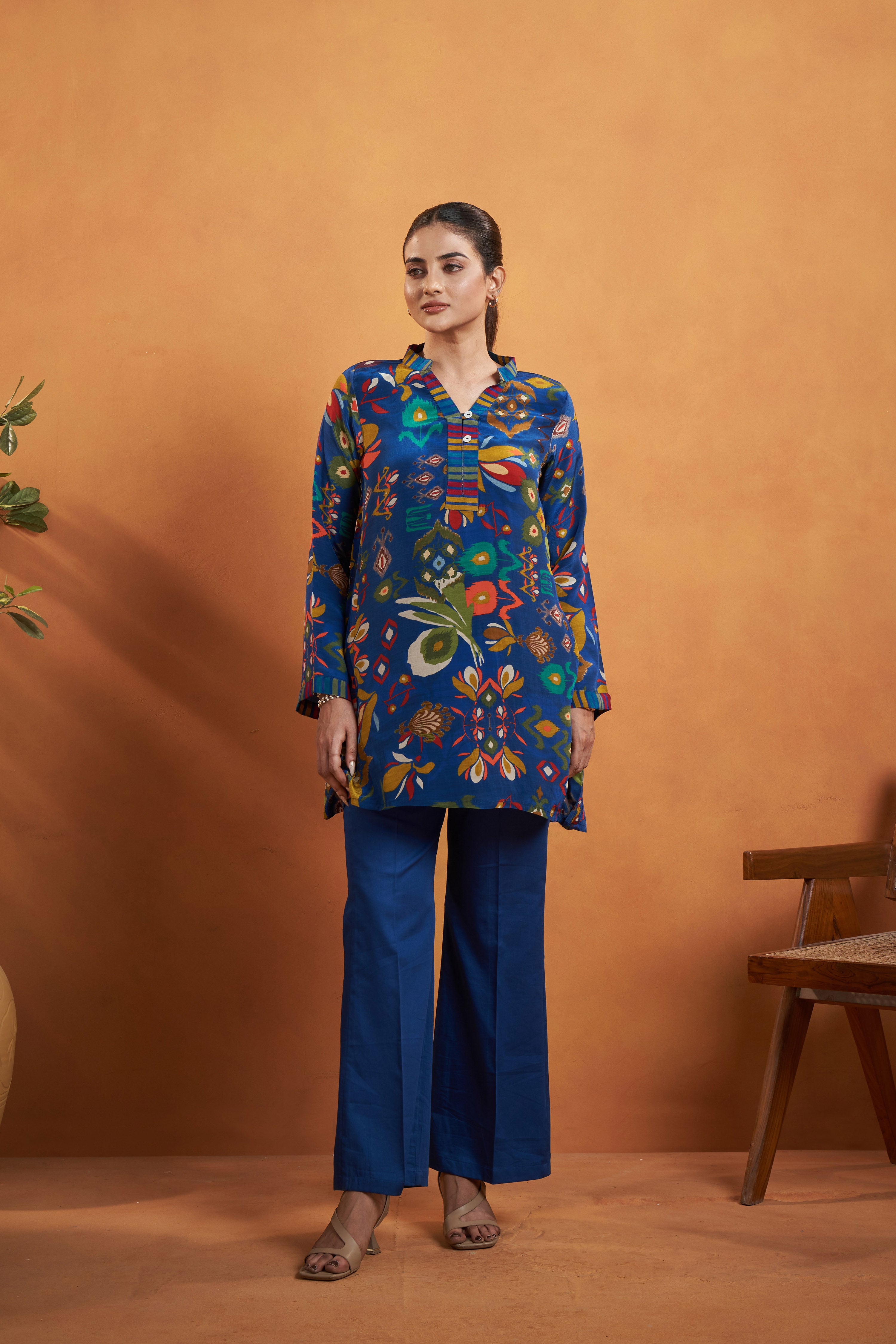 Blue Printed Kurta Set