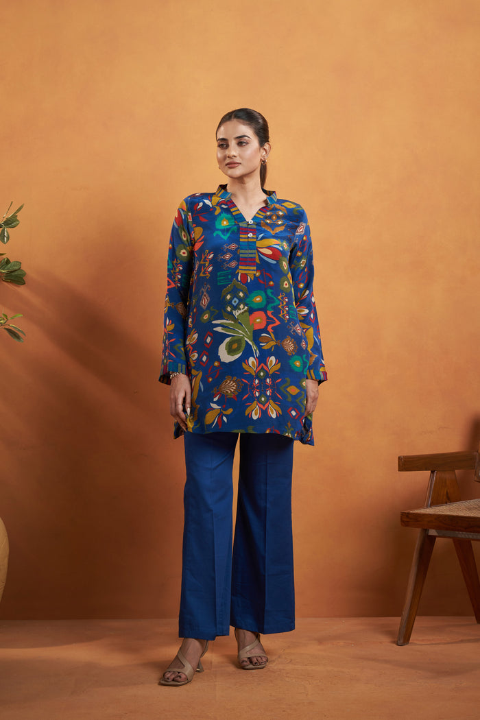 Blue Printed Kurta Set
