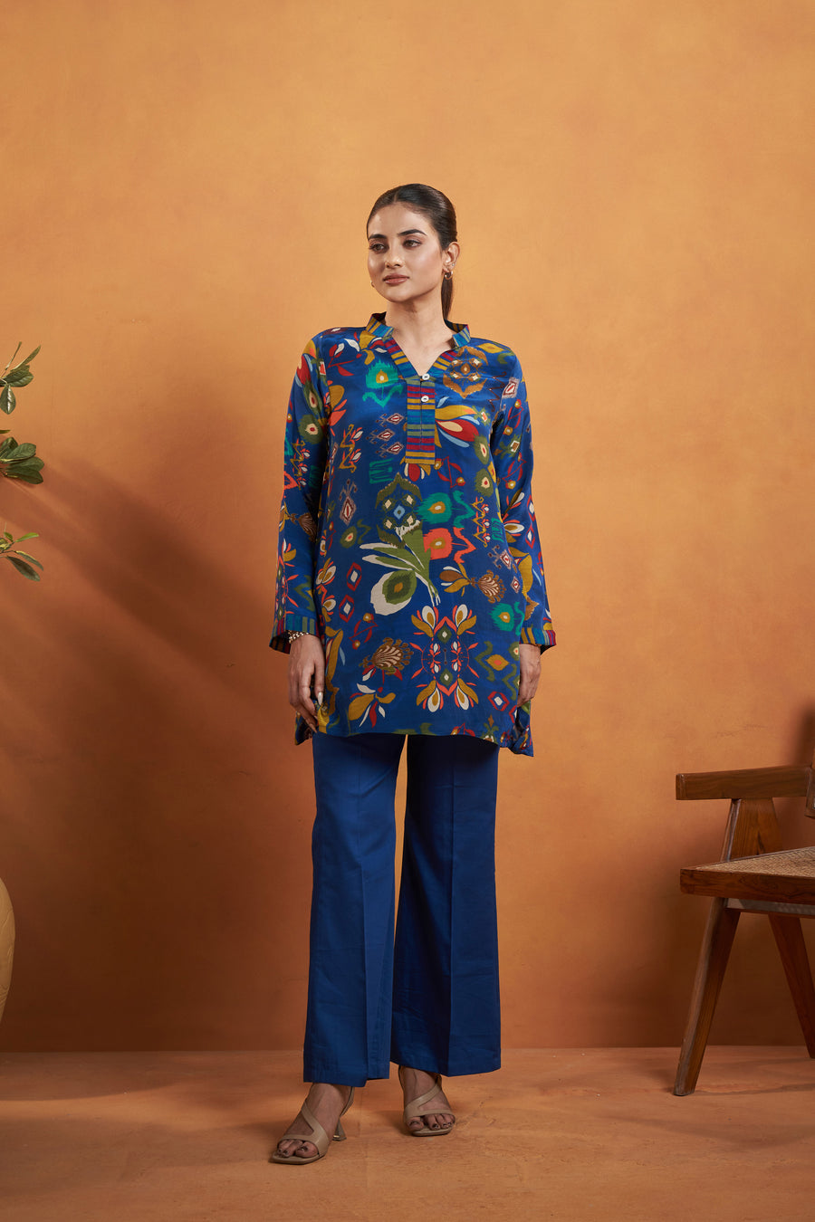 Blue Printed Kurta Set