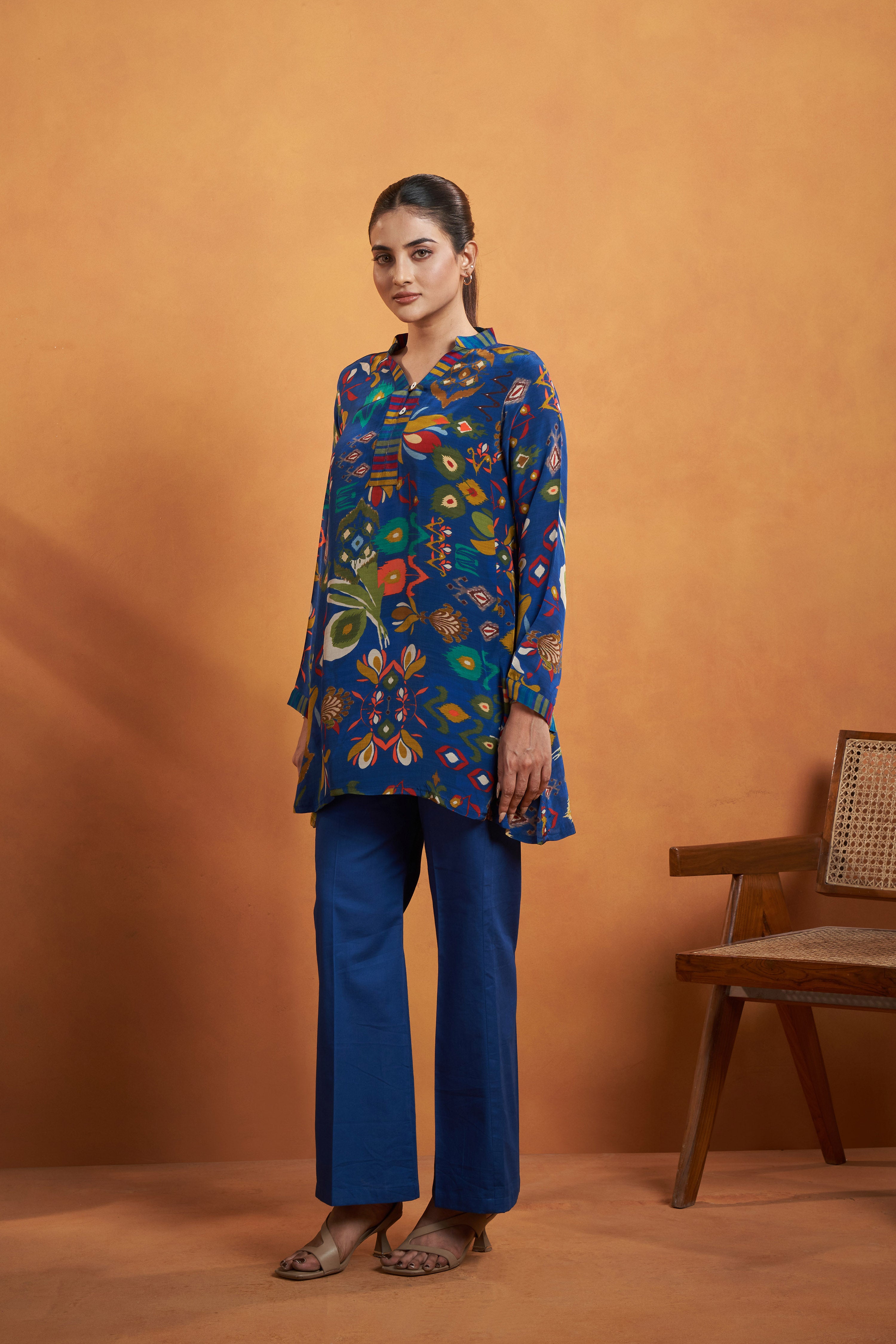 Blue Printed Kurta Set
