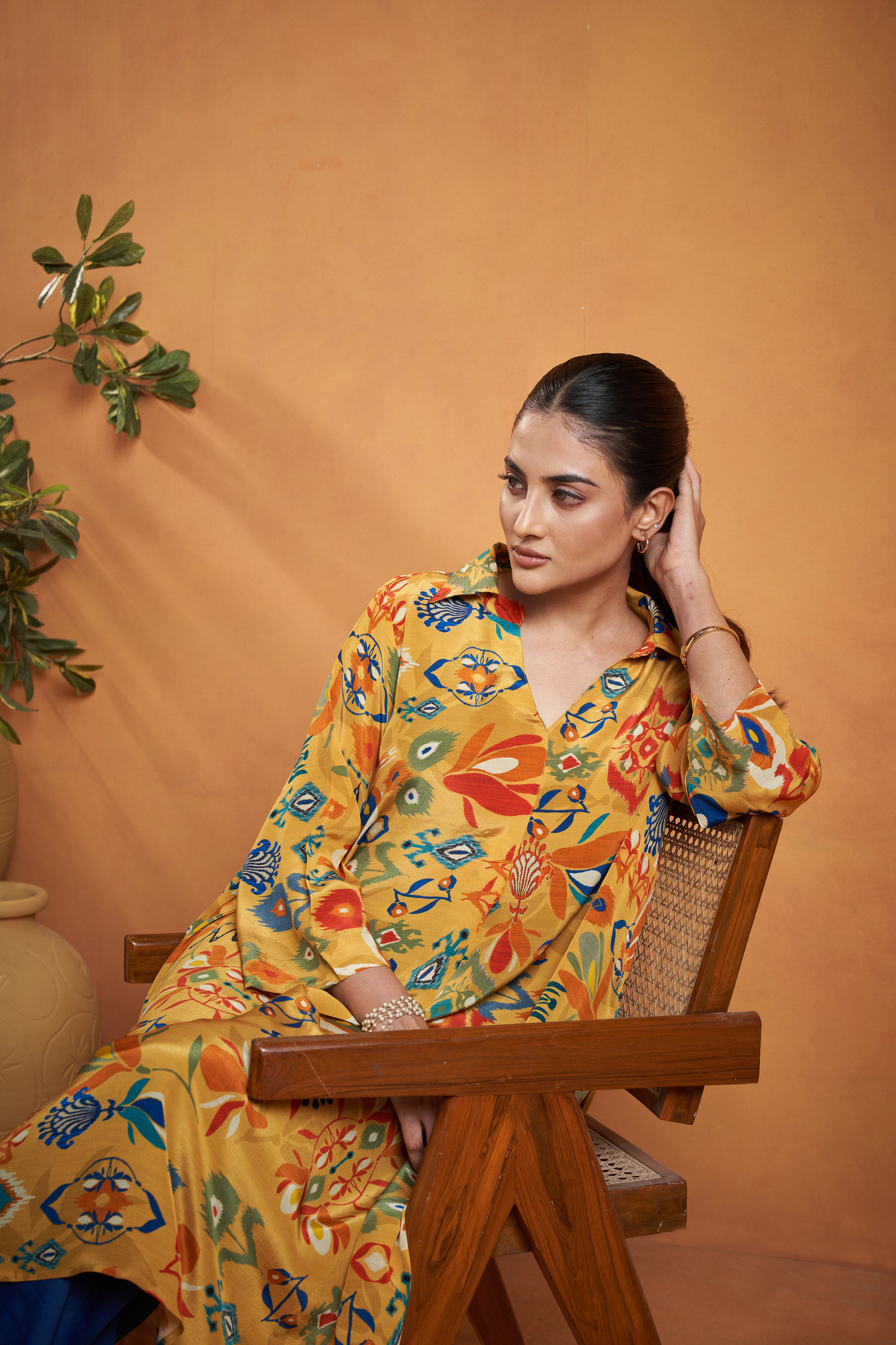 Mustard Printed Kurta Set