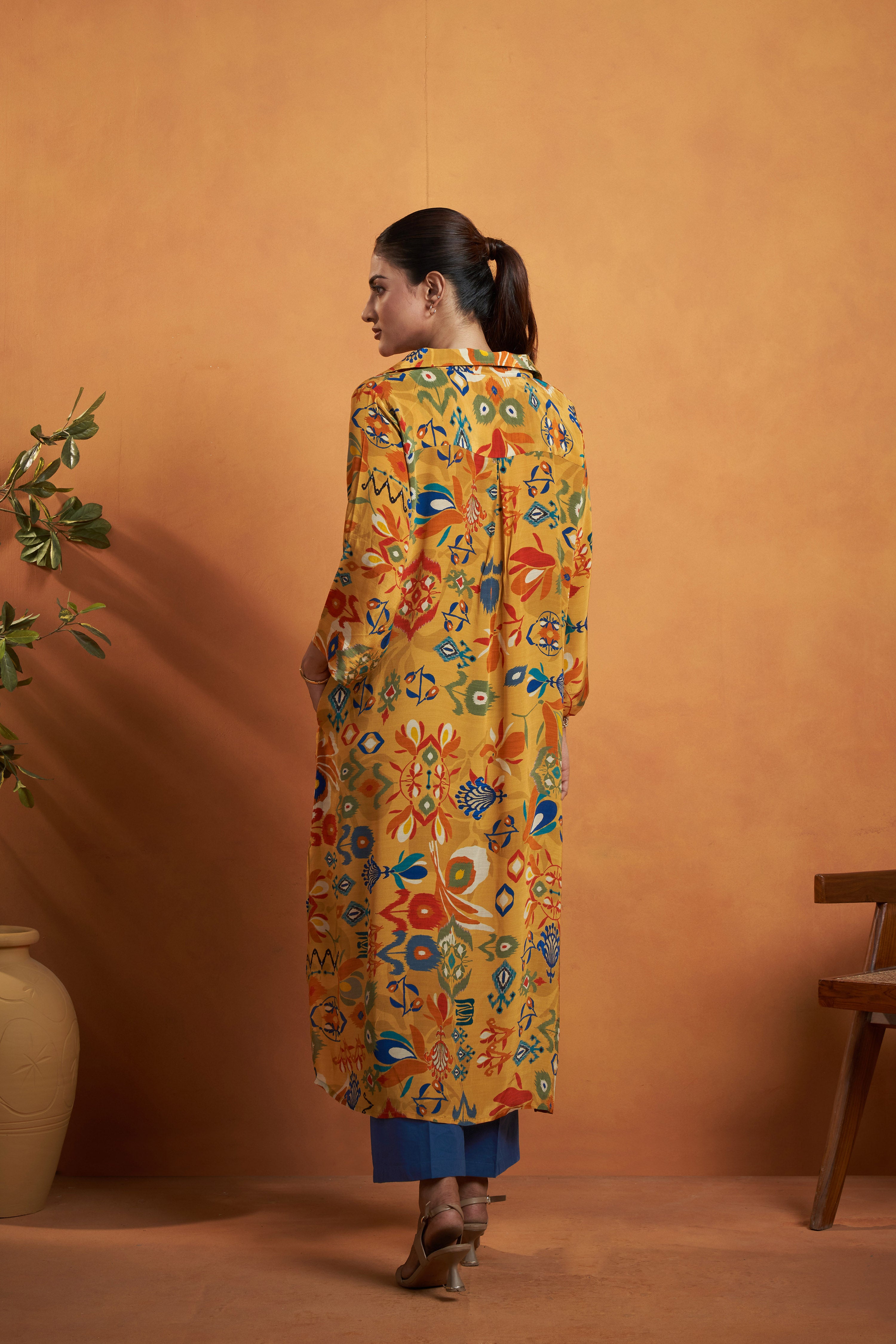 Mustard Printed Kurta Set
