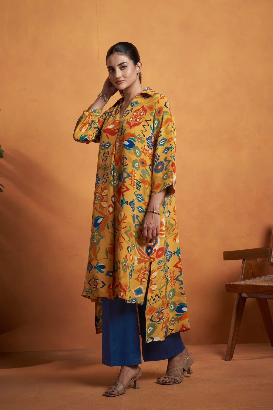 Mustard Printed Kurta Set