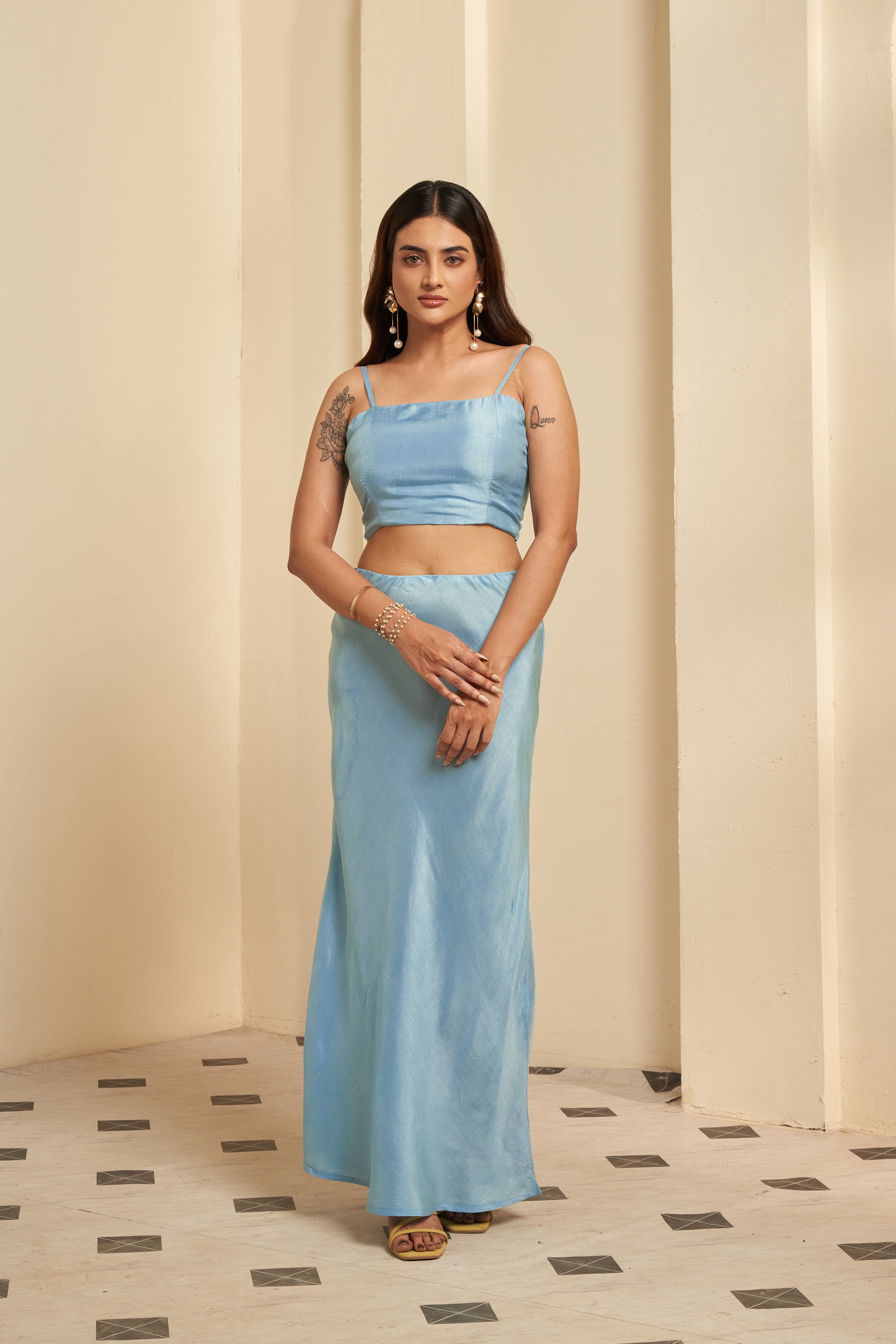 Sky Blue Ombré Skirt Set