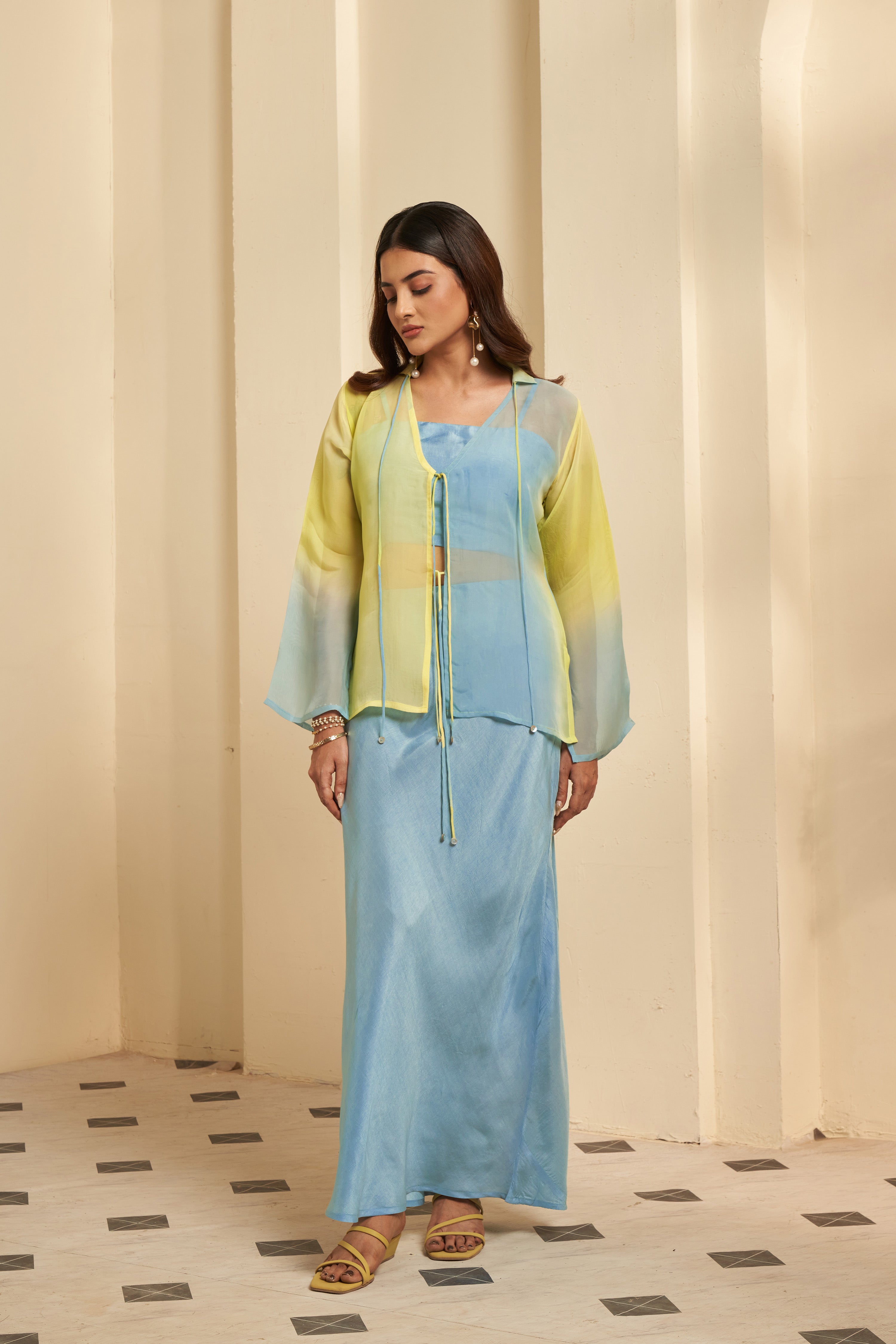 Sky Blue Ombré Skirt Set