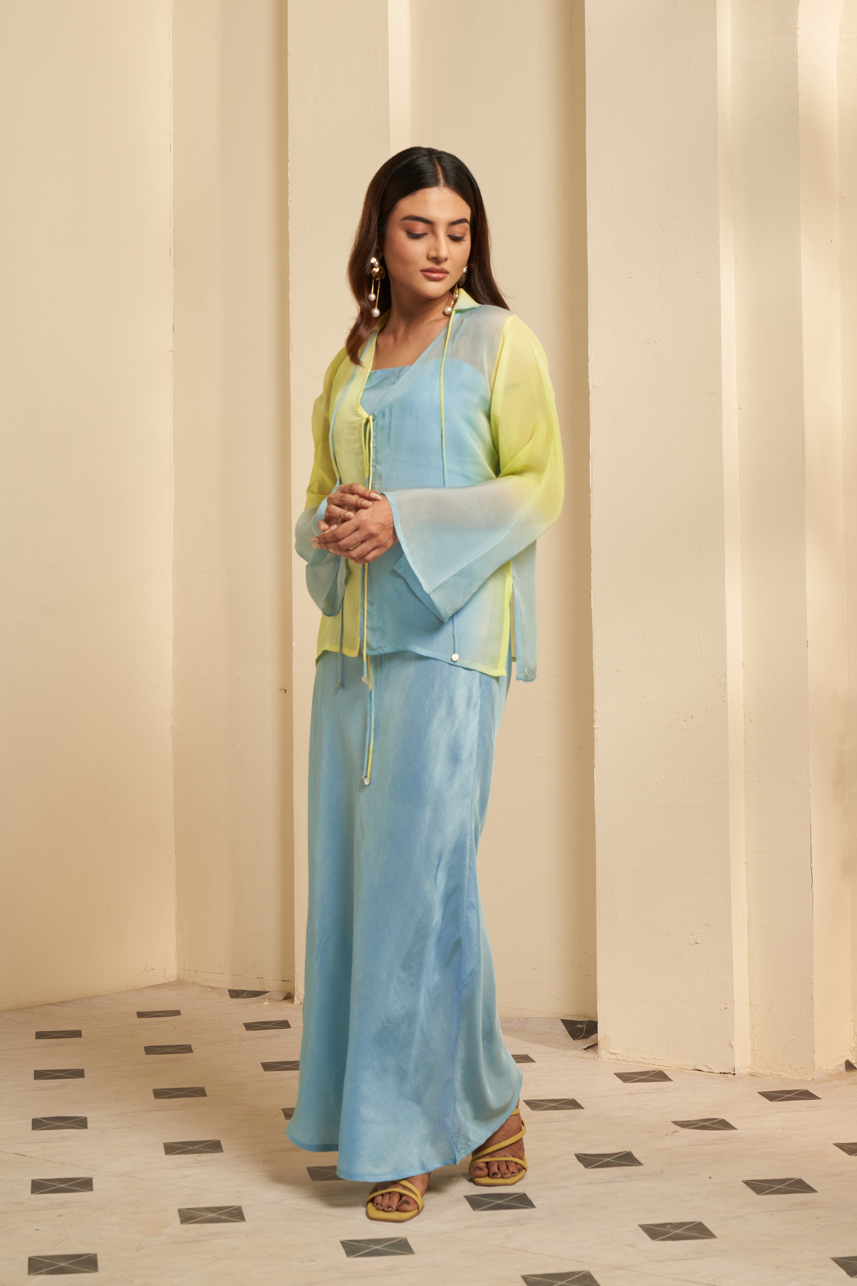 Sky Blue Ombré Skirt Set