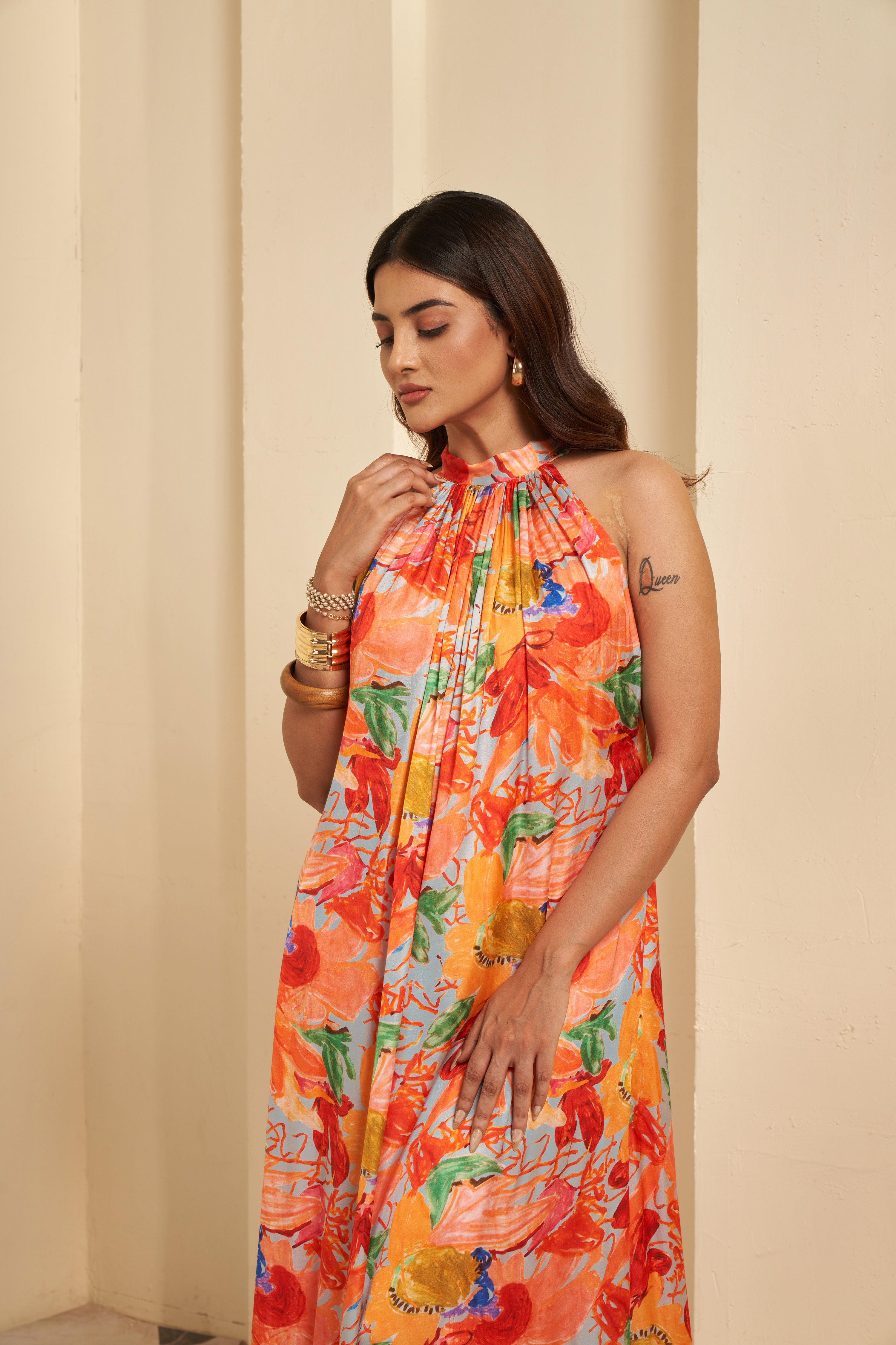 Abstract Printed Maxi Dress