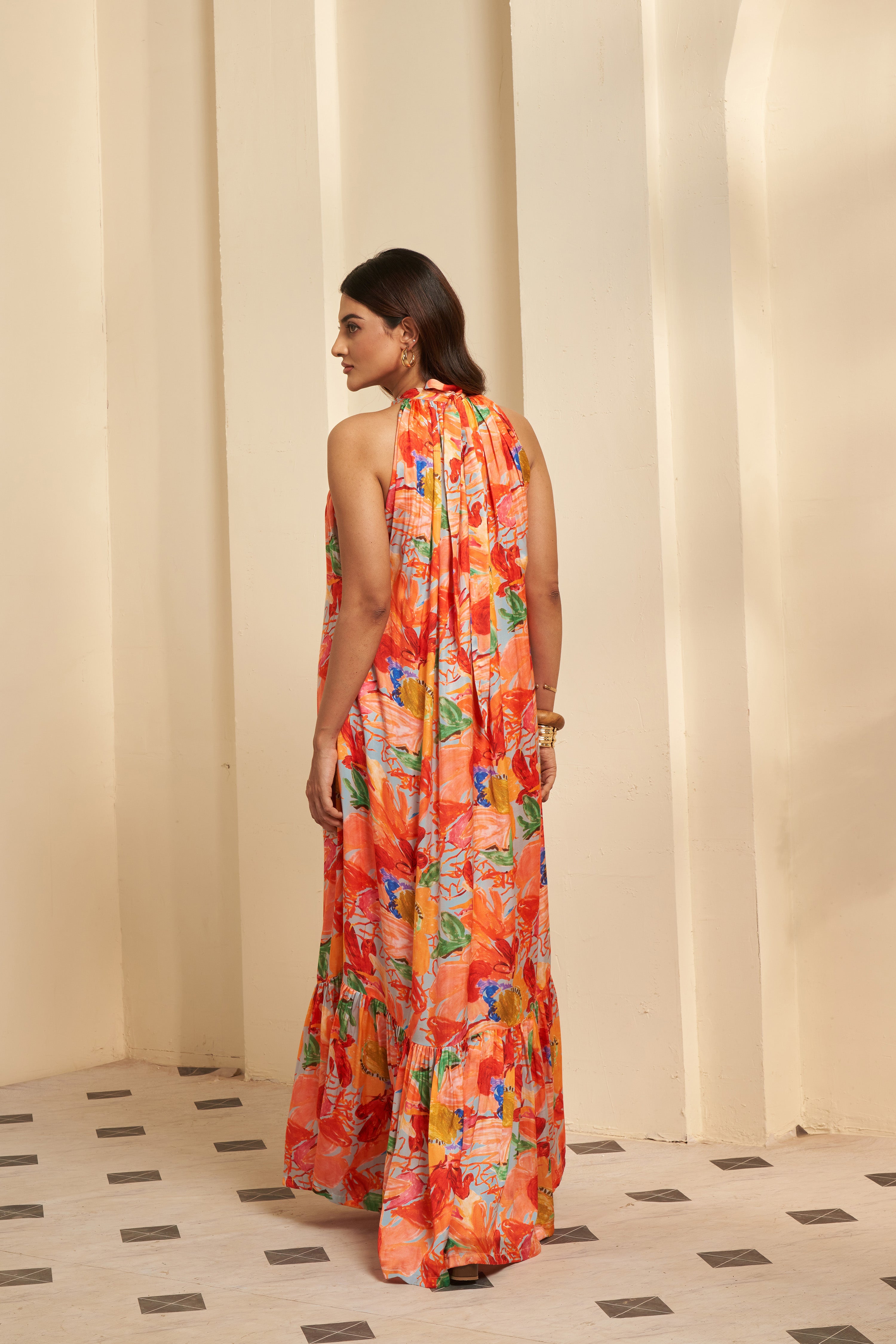 Abstract Printed Maxi Dress