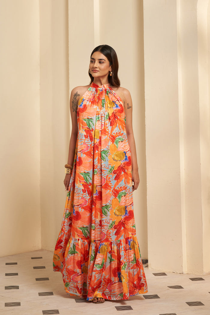 Abstract Printed Maxi Dress
