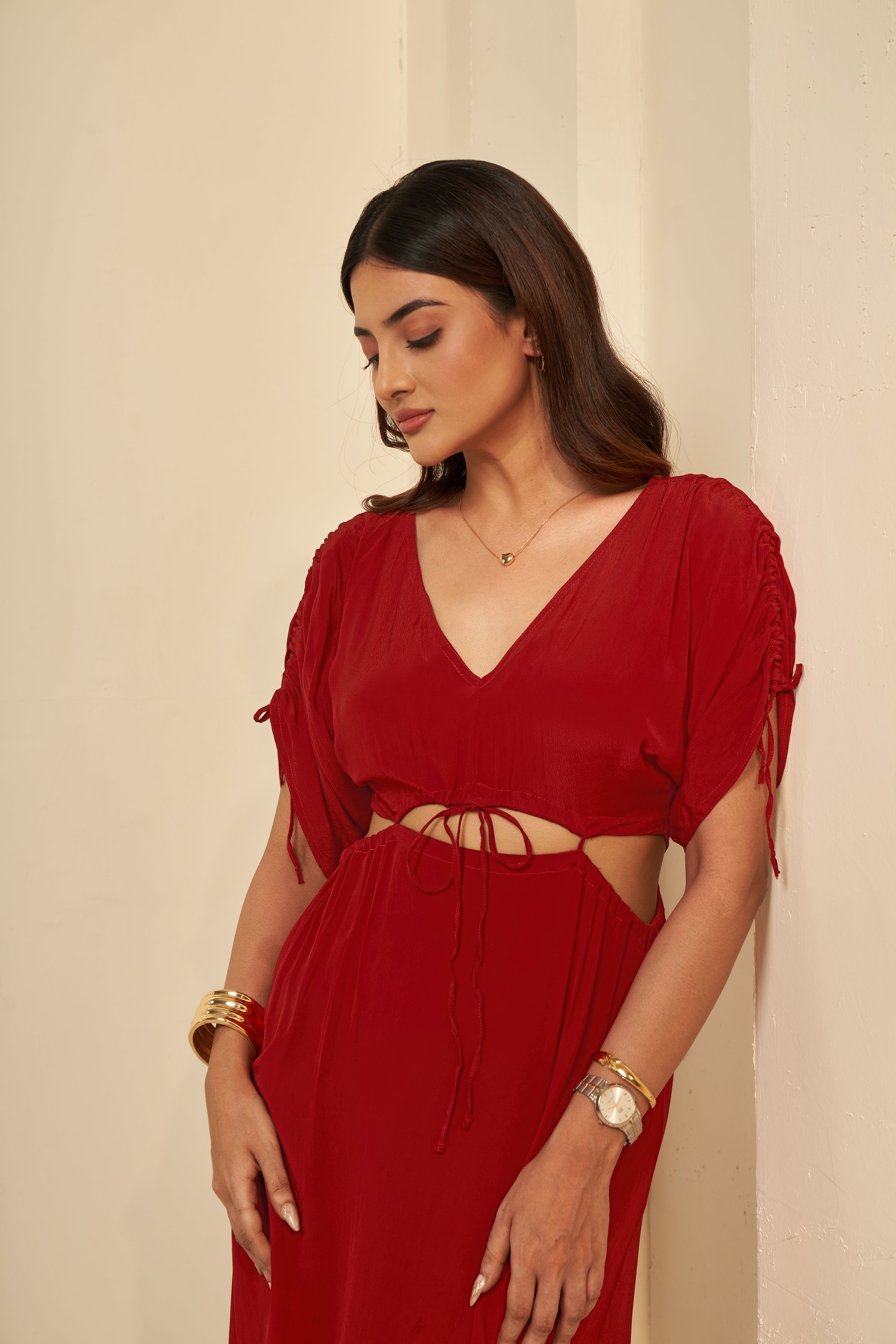 Red Cut-out Maxi Dress