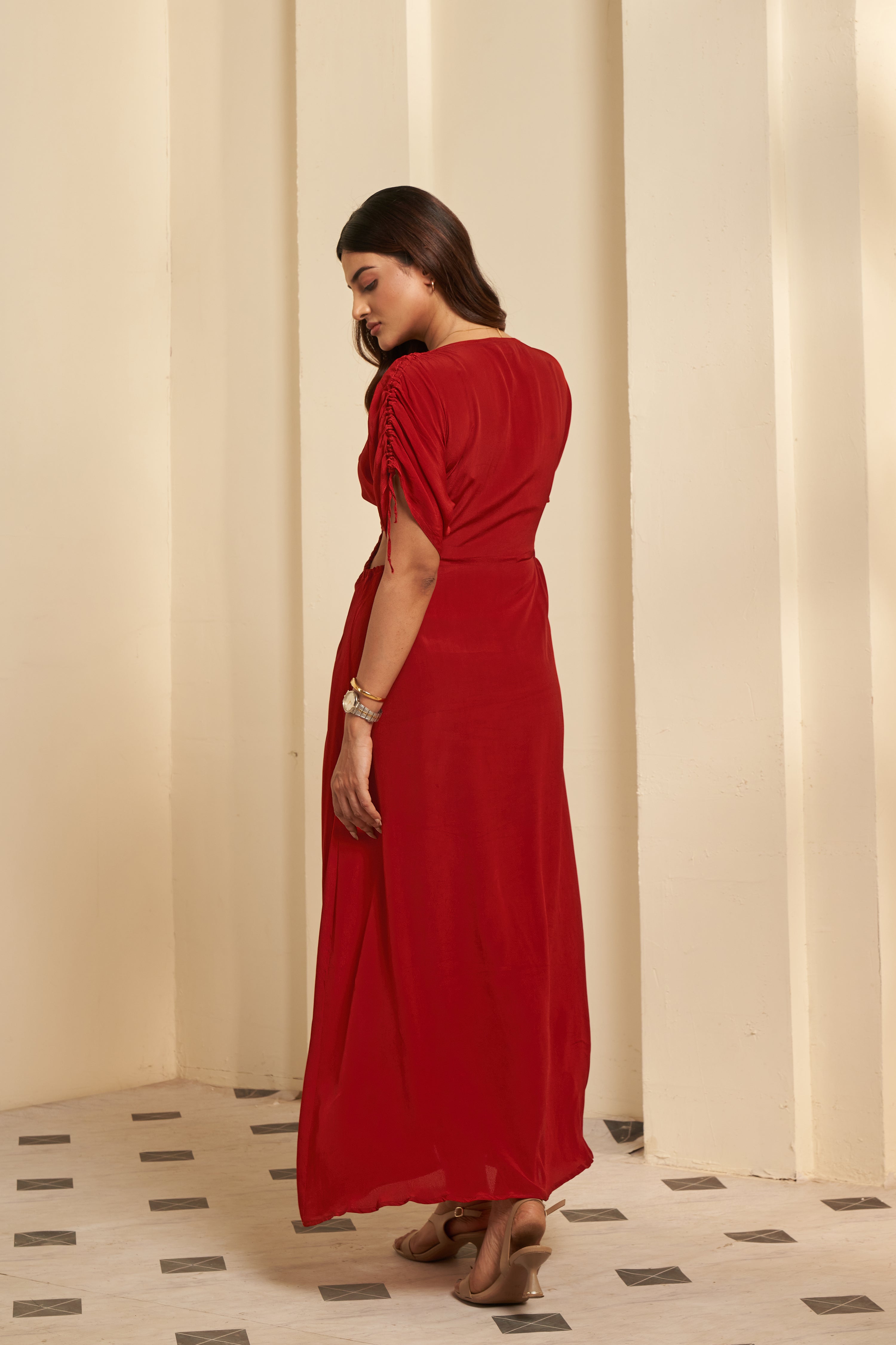 Red Cut-out Maxi Dress