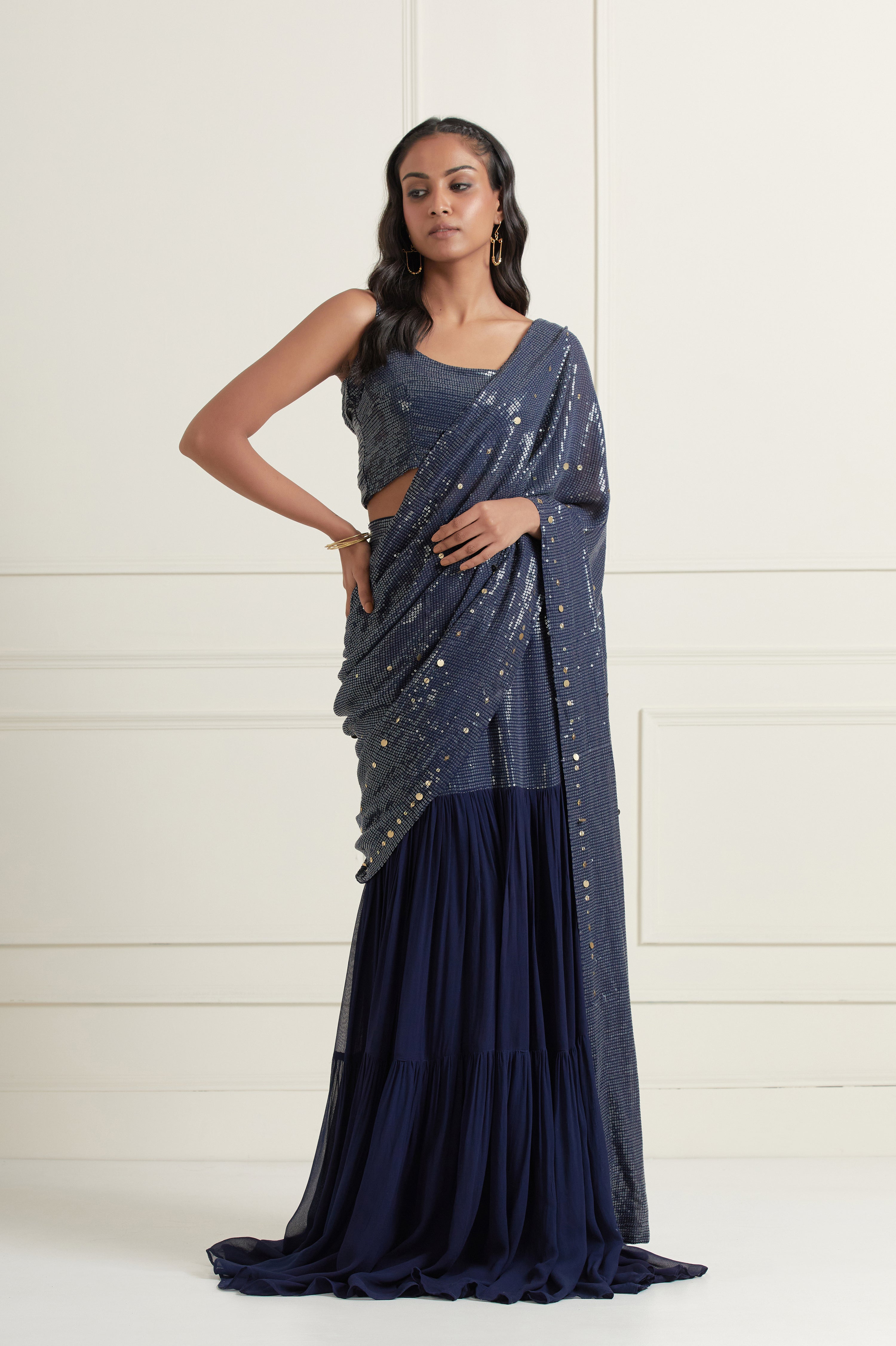 Layla Sequined Lehenga Saree Set