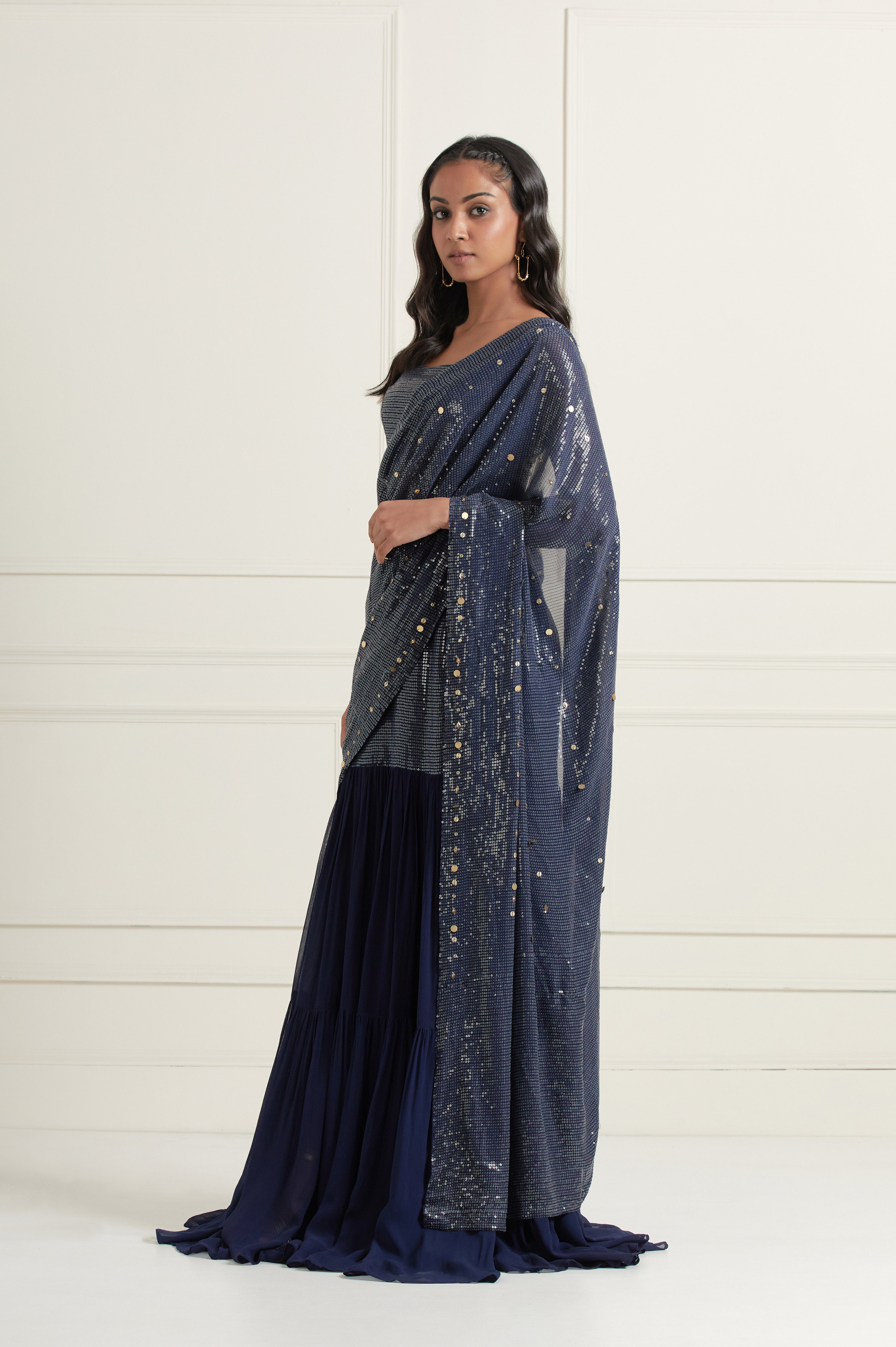 Layla Sequined Lehenga Saree Set