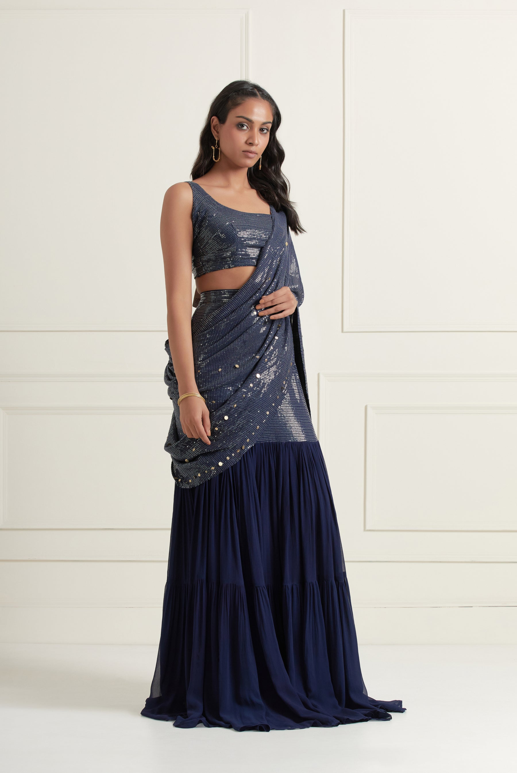 Layla Sequined Lehenga Saree Set