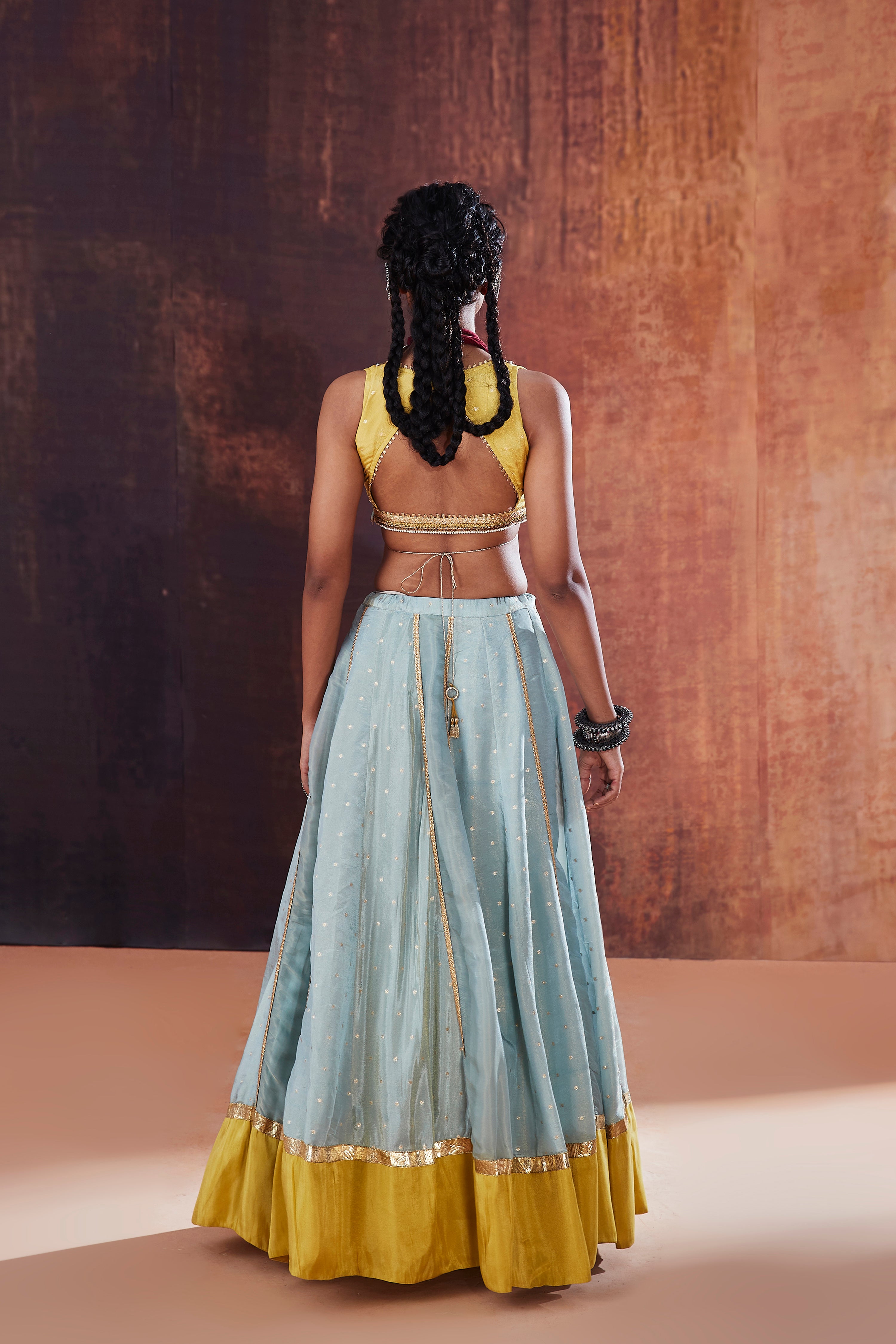 Powder Blue Tissue Lehenga Set