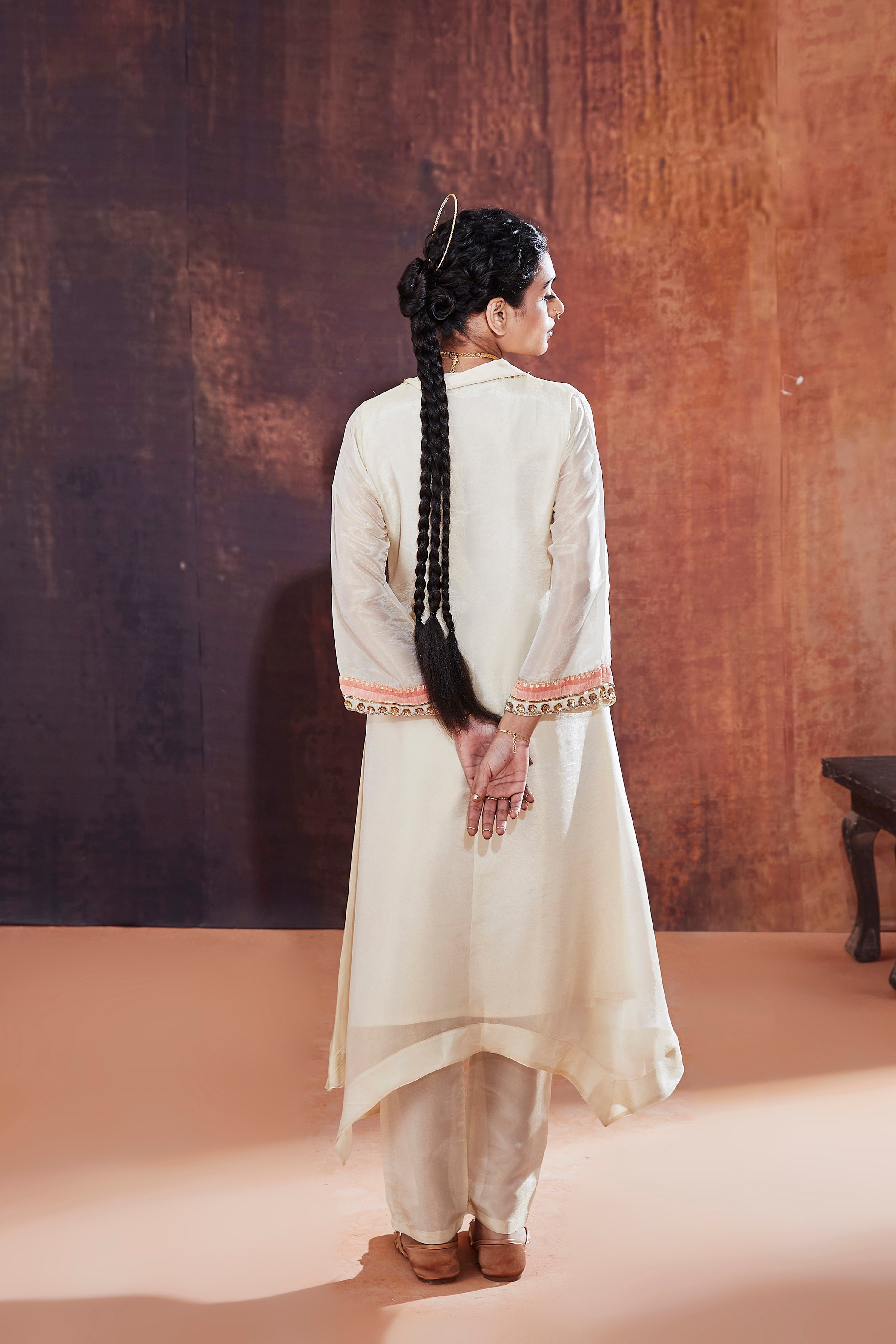 Ivory Tissue Silk Kurta Set