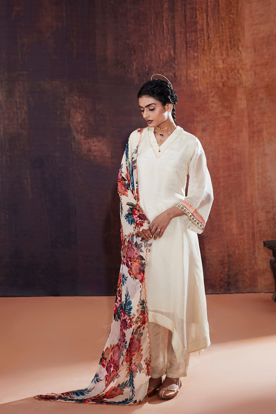 Ivory Tissue Silk Kurta Set