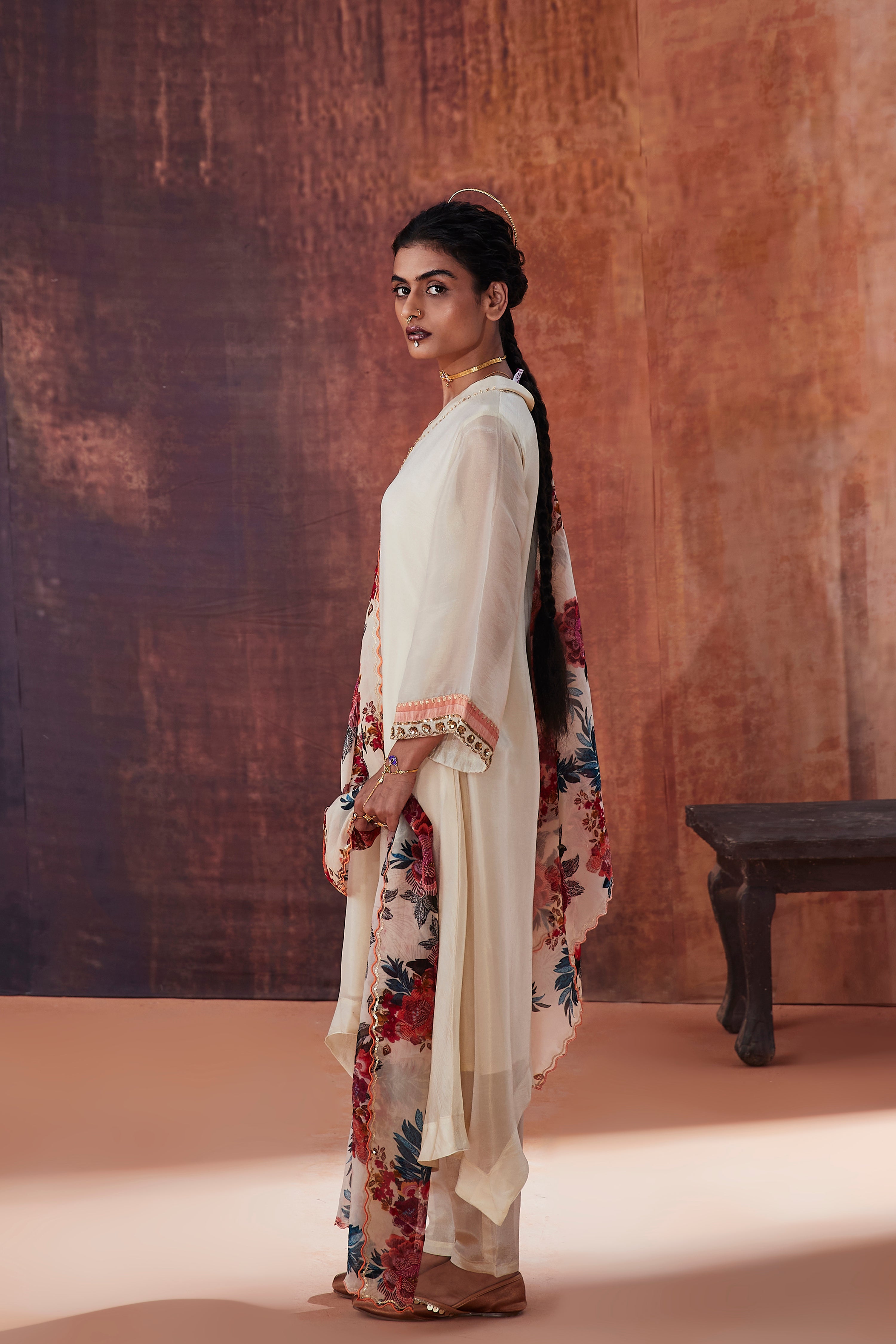 Ivory Tissue Silk Kurta Set