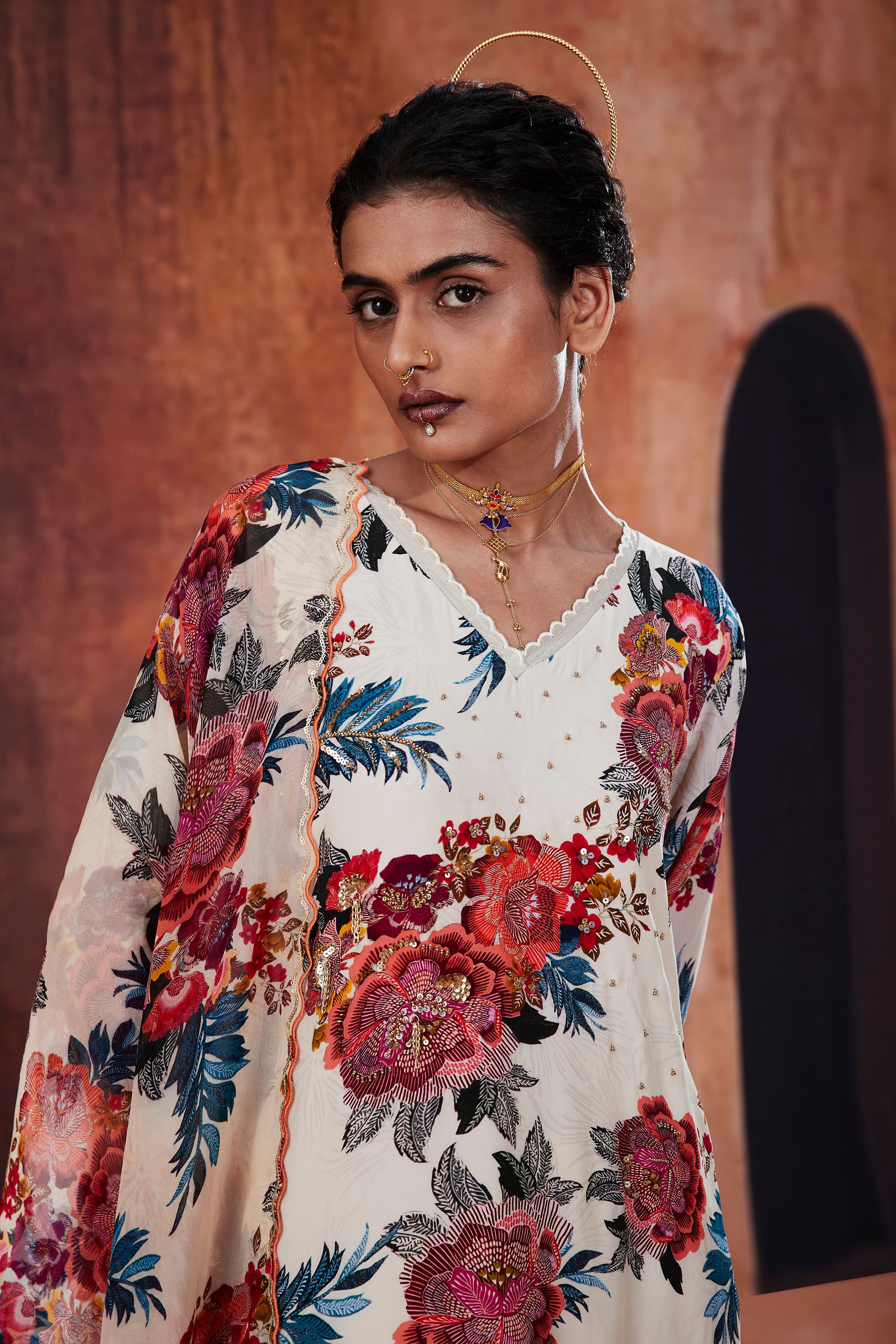 Ivory Floral Printed Kurta Set