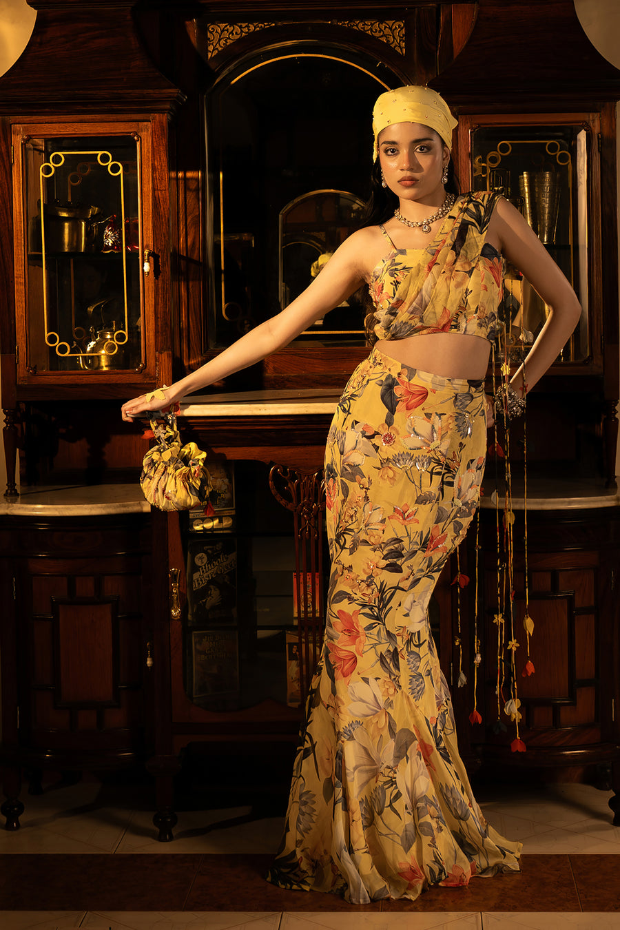 Misted Yellow Godet Skirt Set