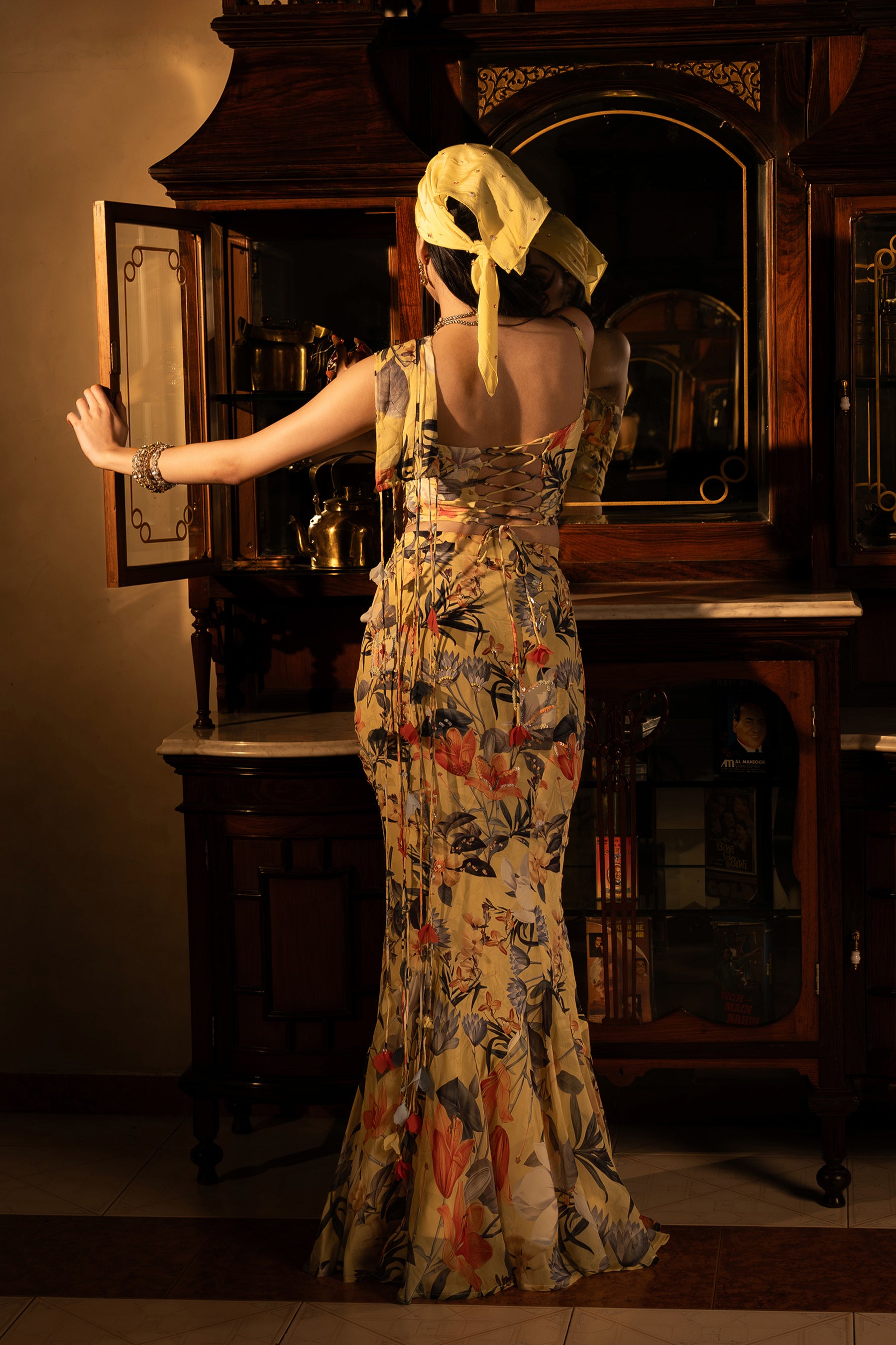 Misted Yellow Godet Skirt Set